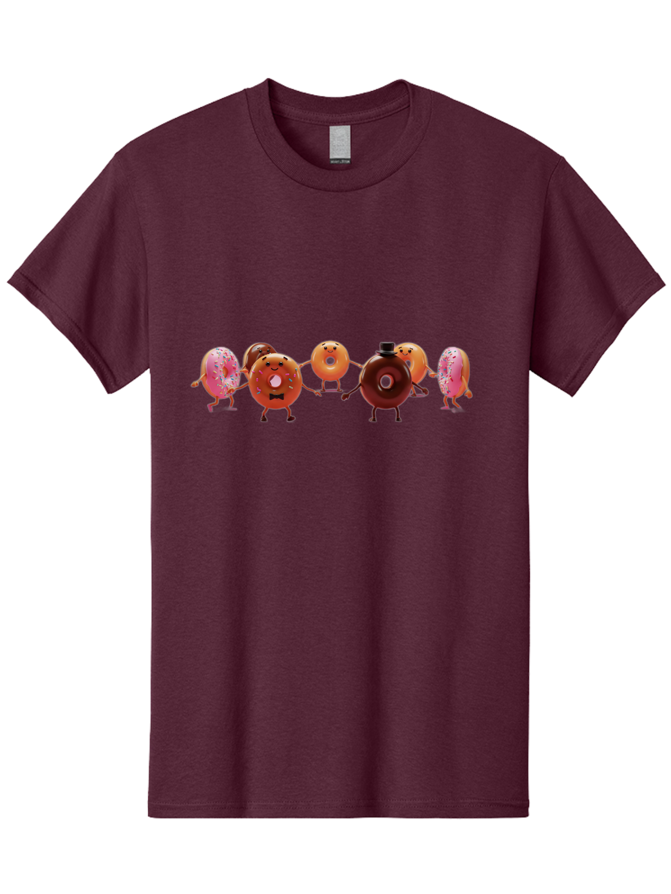 Dancing-Donuts Men'S Graphic Tee, 100% Cotton, Comfortable Casual Summer Wear, Machine Washable, Anthropomorphic Donuts, Donut Characters, Dancing Donuts, Sweet Treats, Tasty Pastries, Donut Party, Funny Donuts, Cartoon Donuts, Playful Donuts, Baa439
