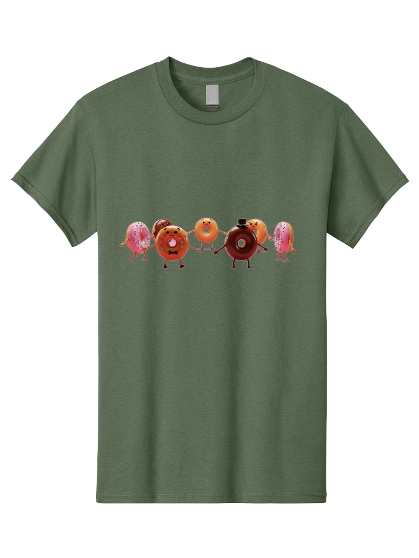Dancing-Donuts Men'S Graphic Tee, 100% Cotton, Comfortable Casual Summer Wear, Machine Washable, Anthropomorphic Donuts, Donut Characters, Dancing Donuts, Sweet Treats, Tasty Pastries, Donut Party, Funny Donuts, Cartoon Donuts, Playful Donuts, Baa439