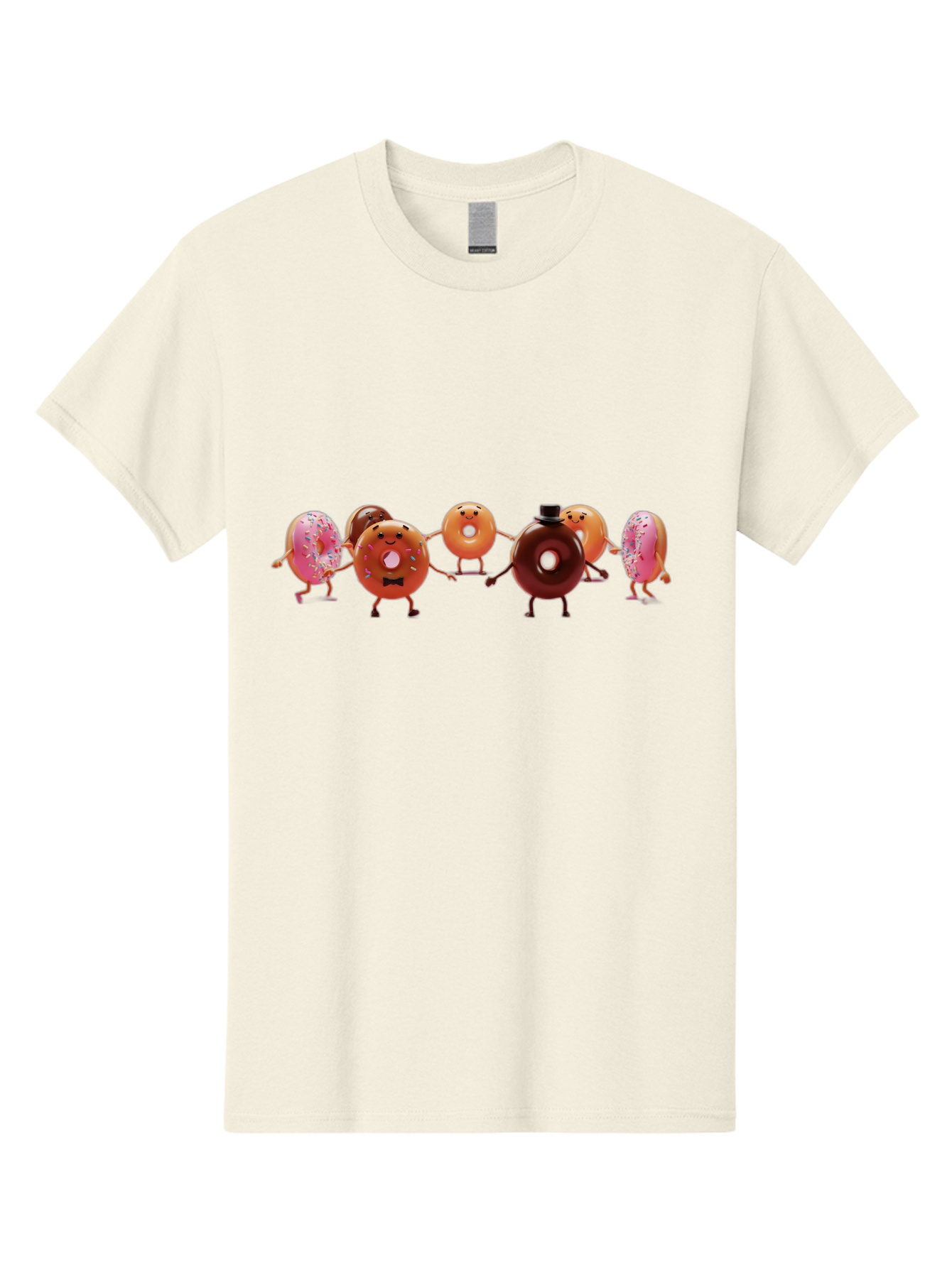 Dancing-Donuts Men'S Graphic Tee, 100% Cotton, Comfortable Casual Summer Wear, Machine Washable, Anthropomorphic Donuts, Donut Characters, Dancing Donuts, Sweet Treats, Tasty Pastries, Donut Party, Funny Donuts, Cartoon Donuts, Playful Donuts, Baa439