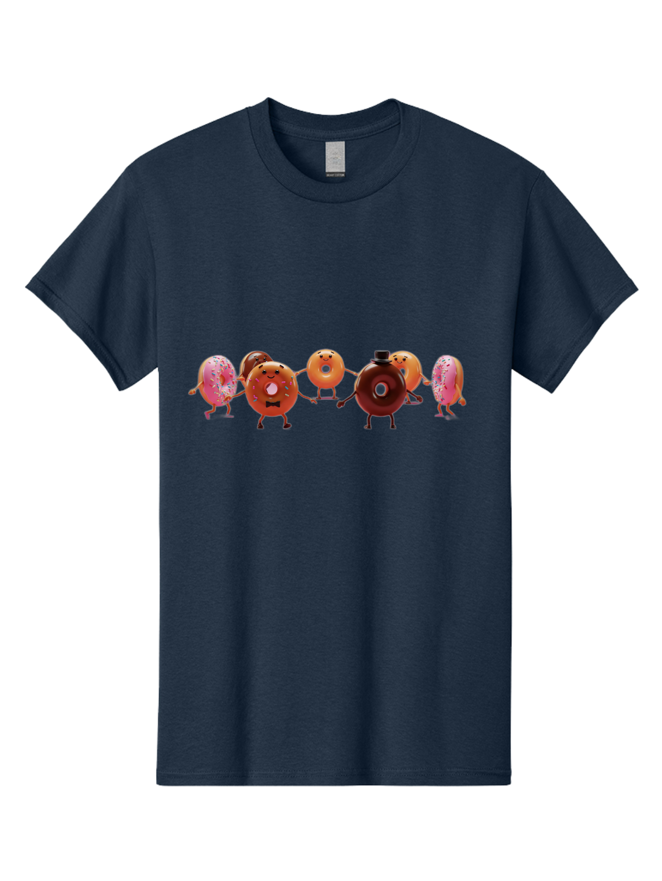 Dancing-Donuts Men'S Graphic Tee, 100% Cotton, Comfortable Casual Summer Wear, Machine Washable, Anthropomorphic Donuts, Donut Characters, Dancing Donuts, Sweet Treats, Tasty Pastries, Donut Party, Funny Donuts, Cartoon Donuts, Playful Donuts, Baa439