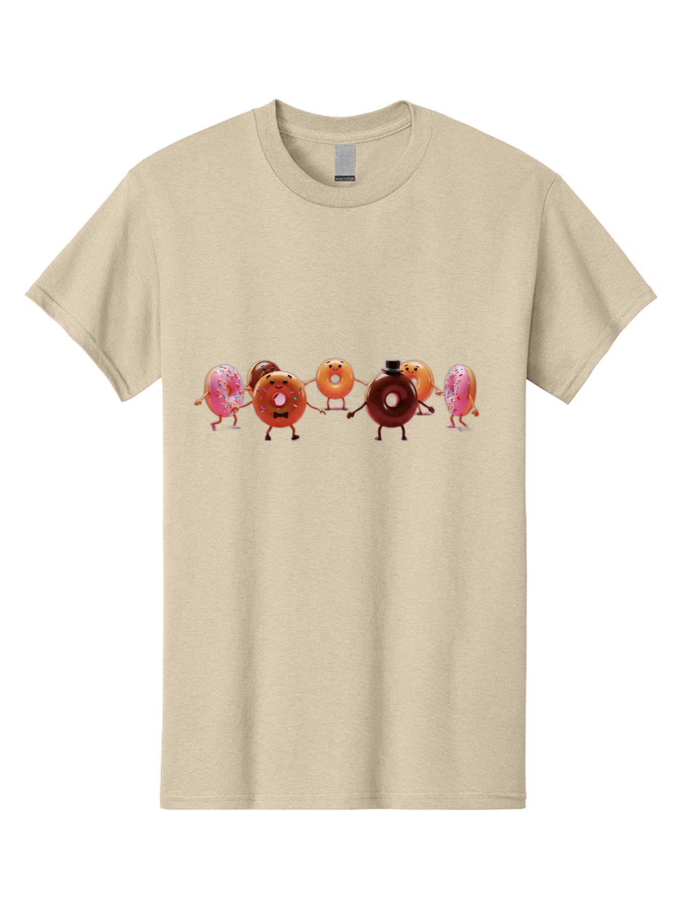 Dancing-Donuts Men'S Graphic Tee, 100% Cotton, Comfortable Casual Summer Wear, Machine Washable, Anthropomorphic Donuts, Donut Characters, Dancing Donuts, Sweet Treats, Tasty Pastries, Donut Party, Funny Donuts, Cartoon Donuts, Playful Donuts, Baa439