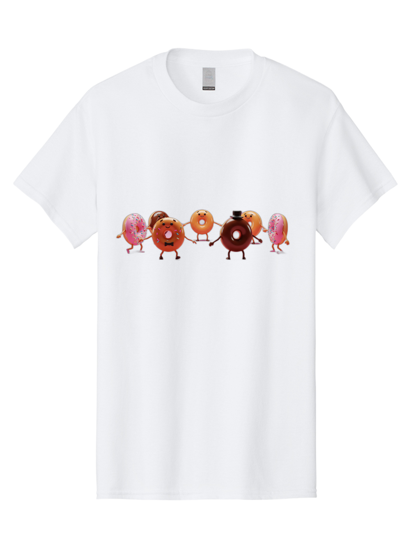 Dancing-Donuts Men'S Graphic Tee, 100% Cotton, Comfortable Casual Summer Wear, Machine Washable, Anthropomorphic Donuts, Donut Characters, Dancing Donuts, Sweet Treats, Tasty Pastries, Donut Party, Funny Donuts, Cartoon Donuts, Playful Donuts, Baa439