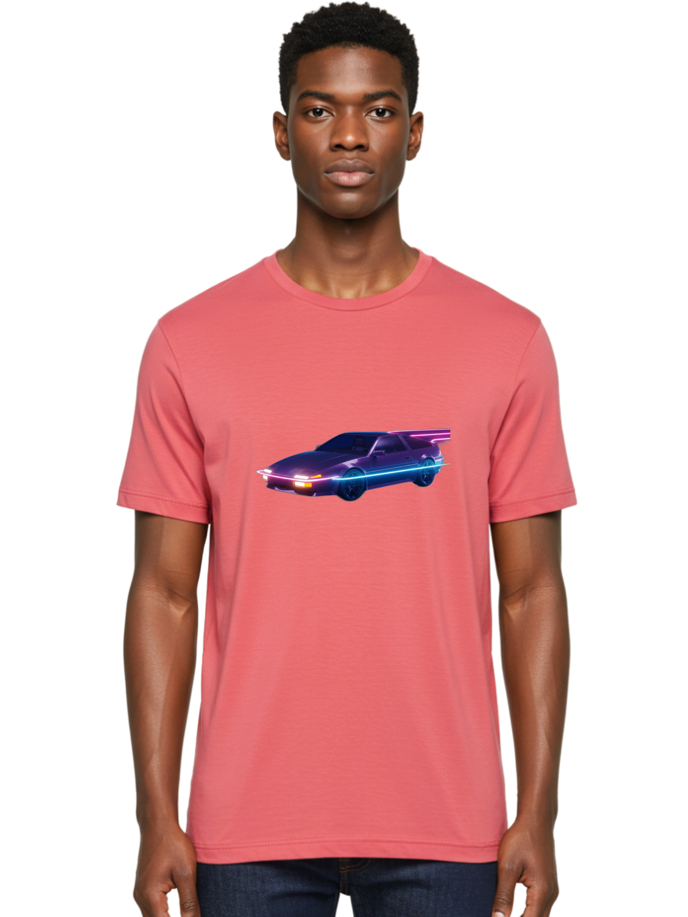 Datsun-280Z Men'S Graphic Tee, 100% Cotton, Comfortable Casual Summer Wear, Machine Washable, Sports Car, Neon Lights, Futuristic Design, Sleek Vehicle, High-Tech Car, Synthwave Aesthetic, Retro-Futurism, Glowing Accents, Modern Style Baa441