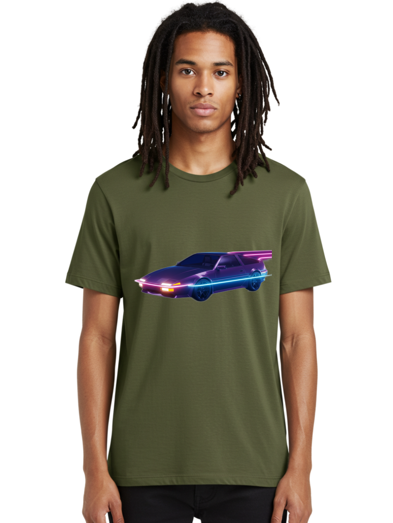 Datsun-280Z Men'S Graphic Tee, 100% Cotton, Comfortable Casual Summer Wear, Machine Washable, Sports Car, Neon Lights, Futuristic Design, Sleek Vehicle, High-Tech Car, Synthwave Aesthetic, Retro-Futurism, Glowing Accents, Modern Style Baa441