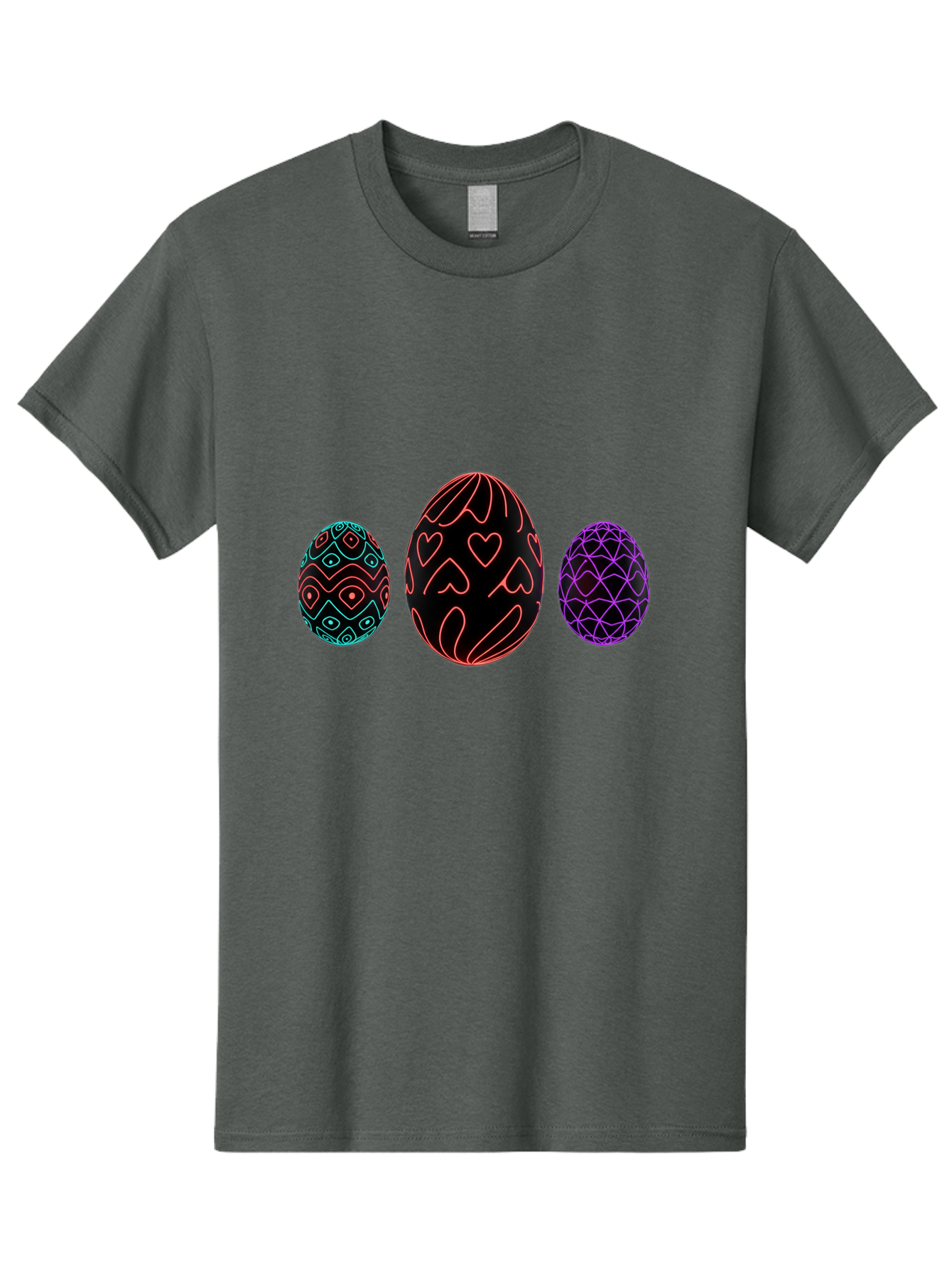 Decorative-Eggs Men'S Graphic Tee, 100% Cotton, Comfortable Casual Summer Wear, Machine Washable, Decorated Eggs, Easter Eggs, Colorful Patterns, Abstract Designs, Heart Motifs, Geometric Shapes, Festive, Vibrant Colors, Easter Celebration Baa443