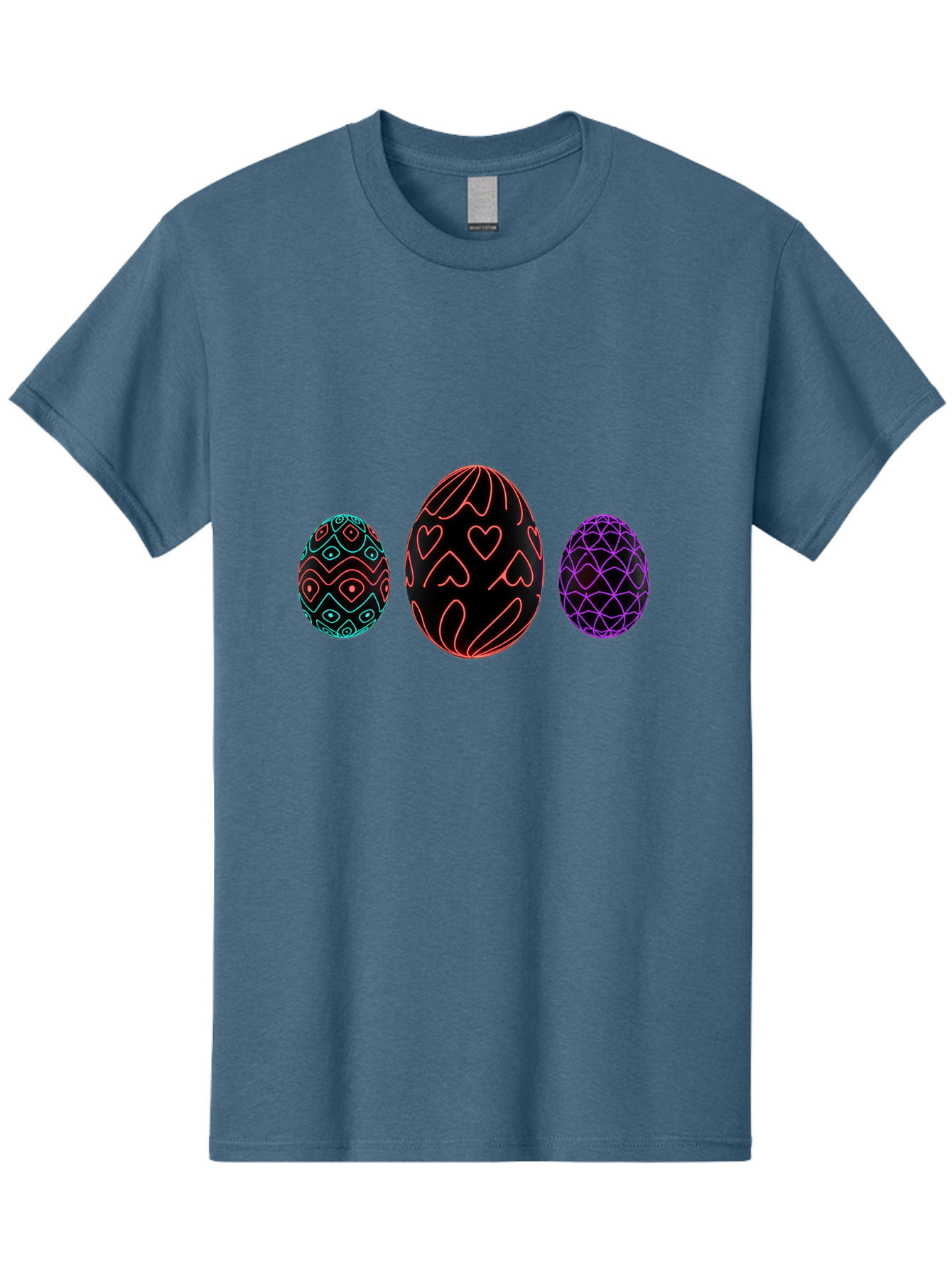 Decorative-Eggs Men'S Graphic Tee, 100% Cotton, Comfortable Casual Summer Wear, Machine Washable, Decorated Eggs, Easter Eggs, Colorful Patterns, Abstract Designs, Heart Motifs, Geometric Shapes, Festive, Vibrant Colors, Easter Celebration Baa443