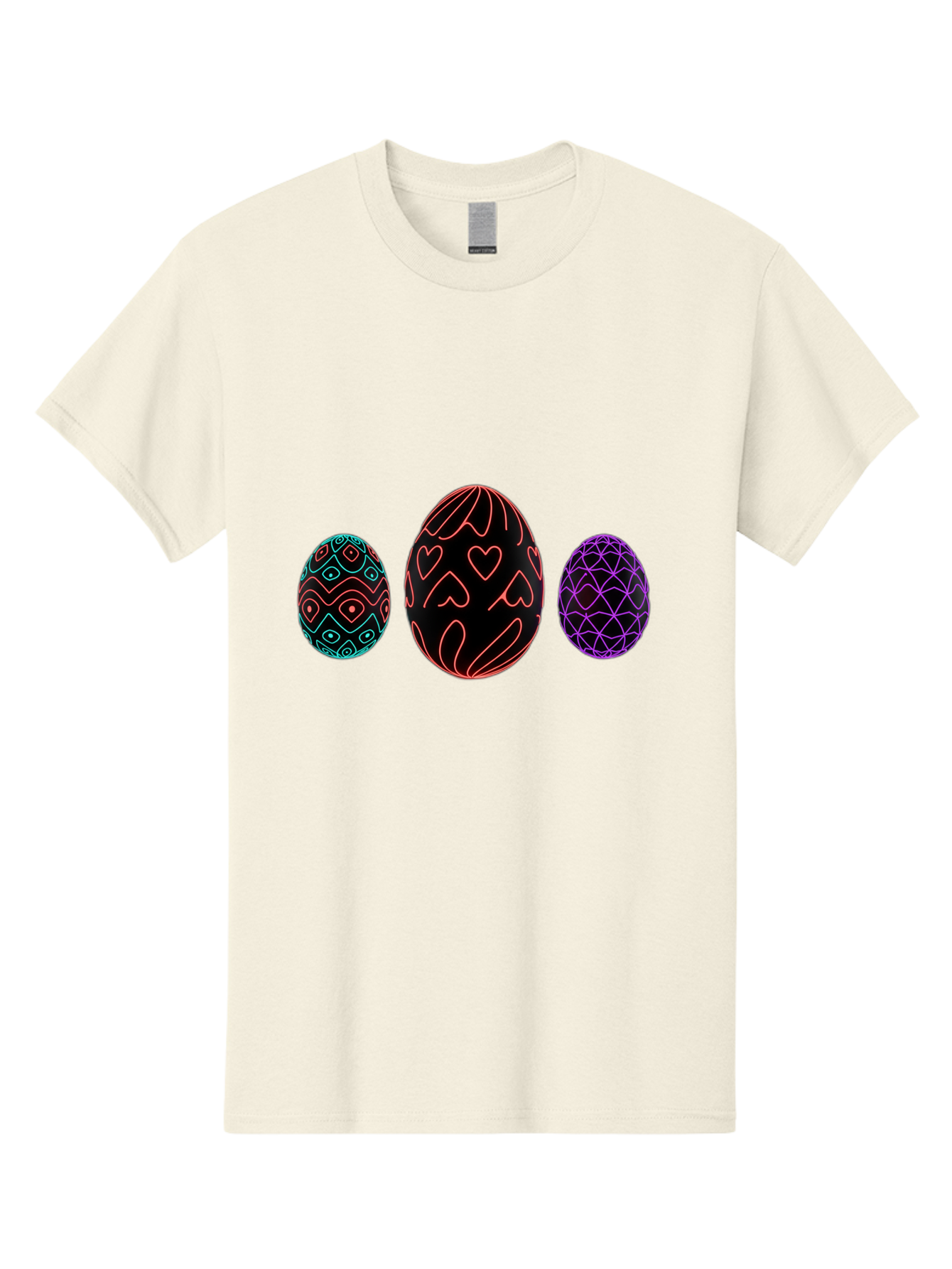 Decorative-Eggs Men'S Graphic Tee, 100% Cotton, Comfortable Casual Summer Wear, Machine Washable, Decorated Eggs, Easter Eggs, Colorful Patterns, Abstract Designs, Heart Motifs, Geometric Shapes, Festive, Vibrant Colors, Easter Celebration Baa443