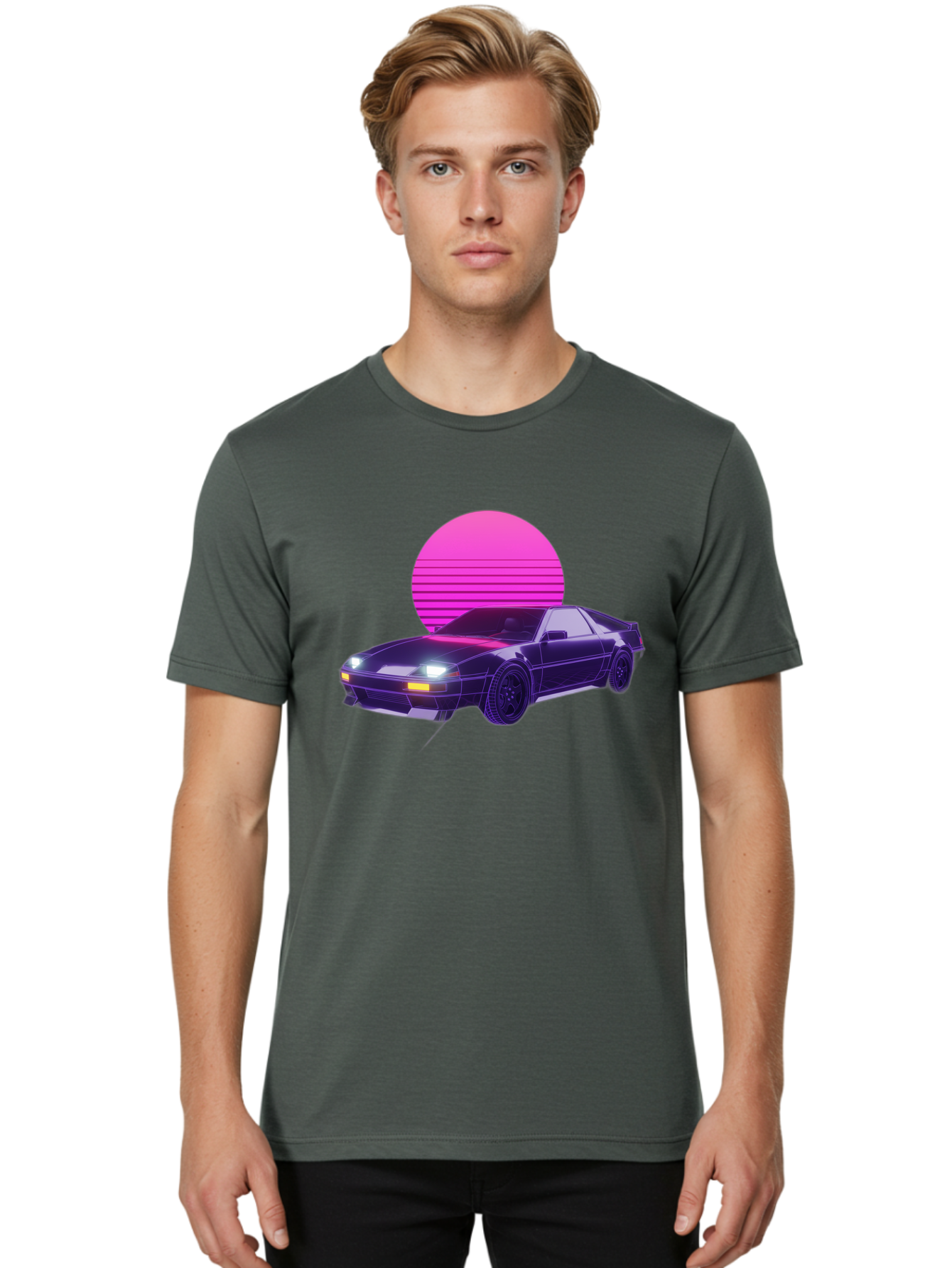 Delorean Men'S Graphic Tee, 100% Cotton, Comfortable Casual Summer Wear, Machine Washable, Delorean Dmc-12 Car, Retro Futuristic Design, Neon Lights, Synthwave Style, Vaporwave Aesthetic, Futuristic Vehicle, Sports Car Baa445