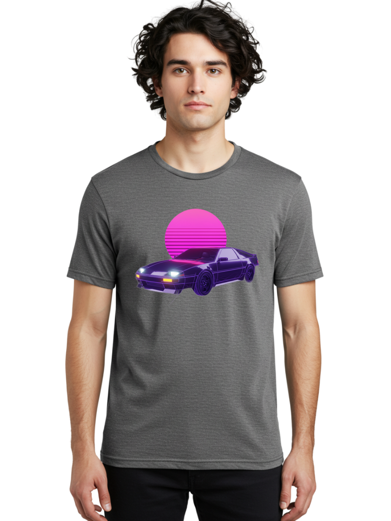 Delorean Men'S Graphic Tee, 100% Cotton, Comfortable Casual Summer Wear, Machine Washable, Delorean Dmc-12 Car, Retro Futuristic Design, Neon Lights, Synthwave Style, Vaporwave Aesthetic, Futuristic Vehicle, Sports Car Baa445