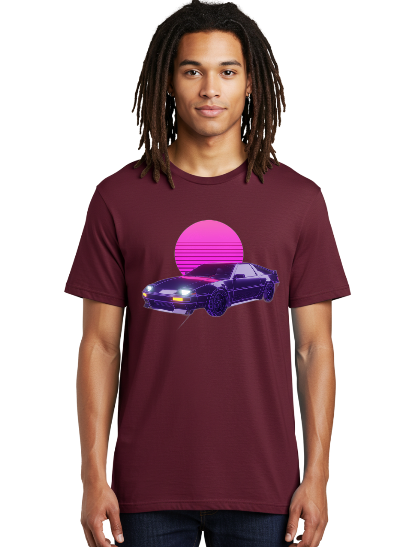 Delorean Men'S Graphic Tee, 100% Cotton, Comfortable Casual Summer Wear, Machine Washable, Delorean Dmc-12 Car, Retro Futuristic Design, Neon Lights, Synthwave Style, Vaporwave Aesthetic, Futuristic Vehicle, Sports Car Baa445