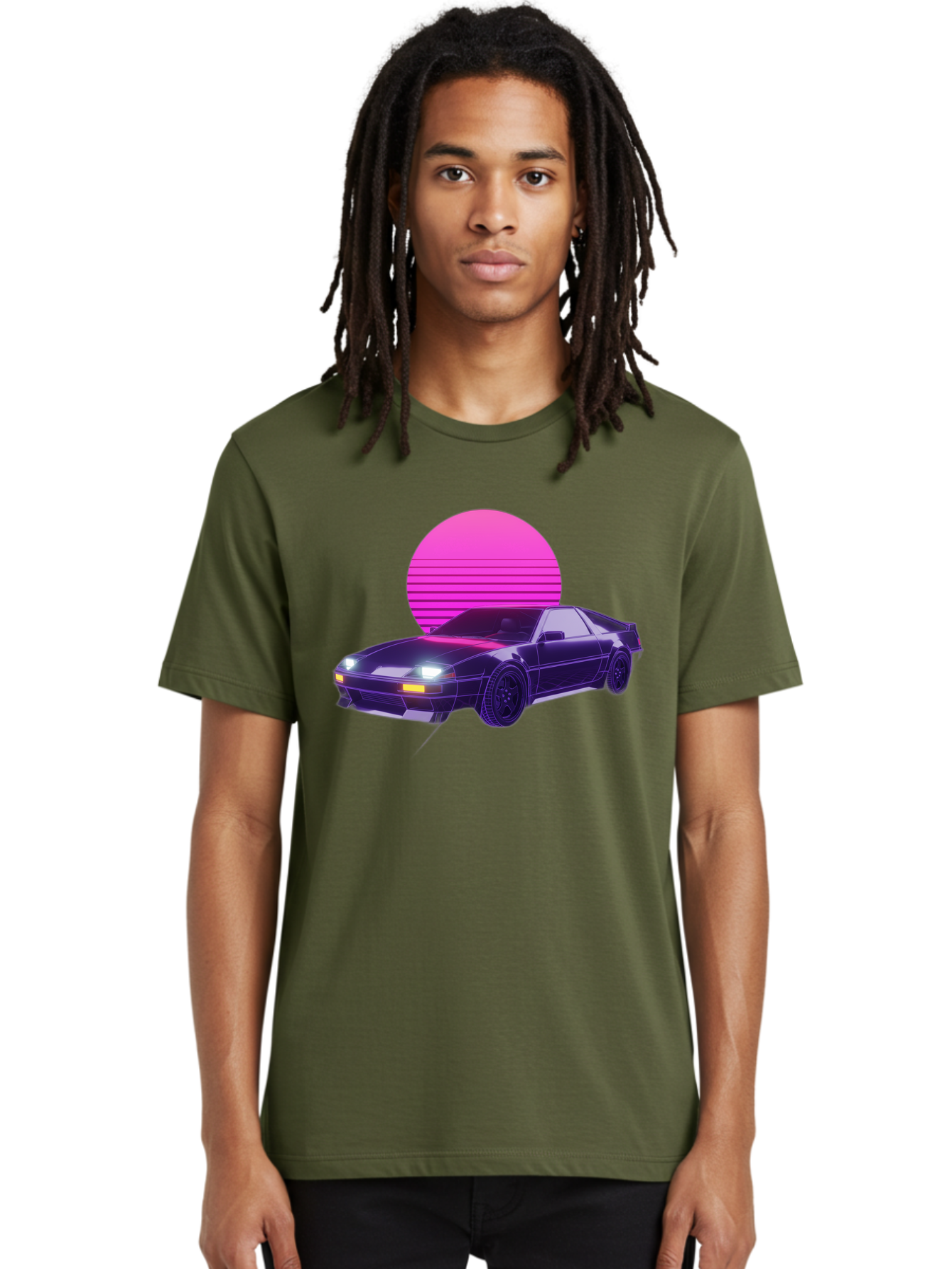 Delorean Men'S Graphic Tee, 100% Cotton, Comfortable Casual Summer Wear, Machine Washable, Delorean Dmc-12 Car, Retro Futuristic Design, Neon Lights, Synthwave Style, Vaporwave Aesthetic, Futuristic Vehicle, Sports Car Baa445