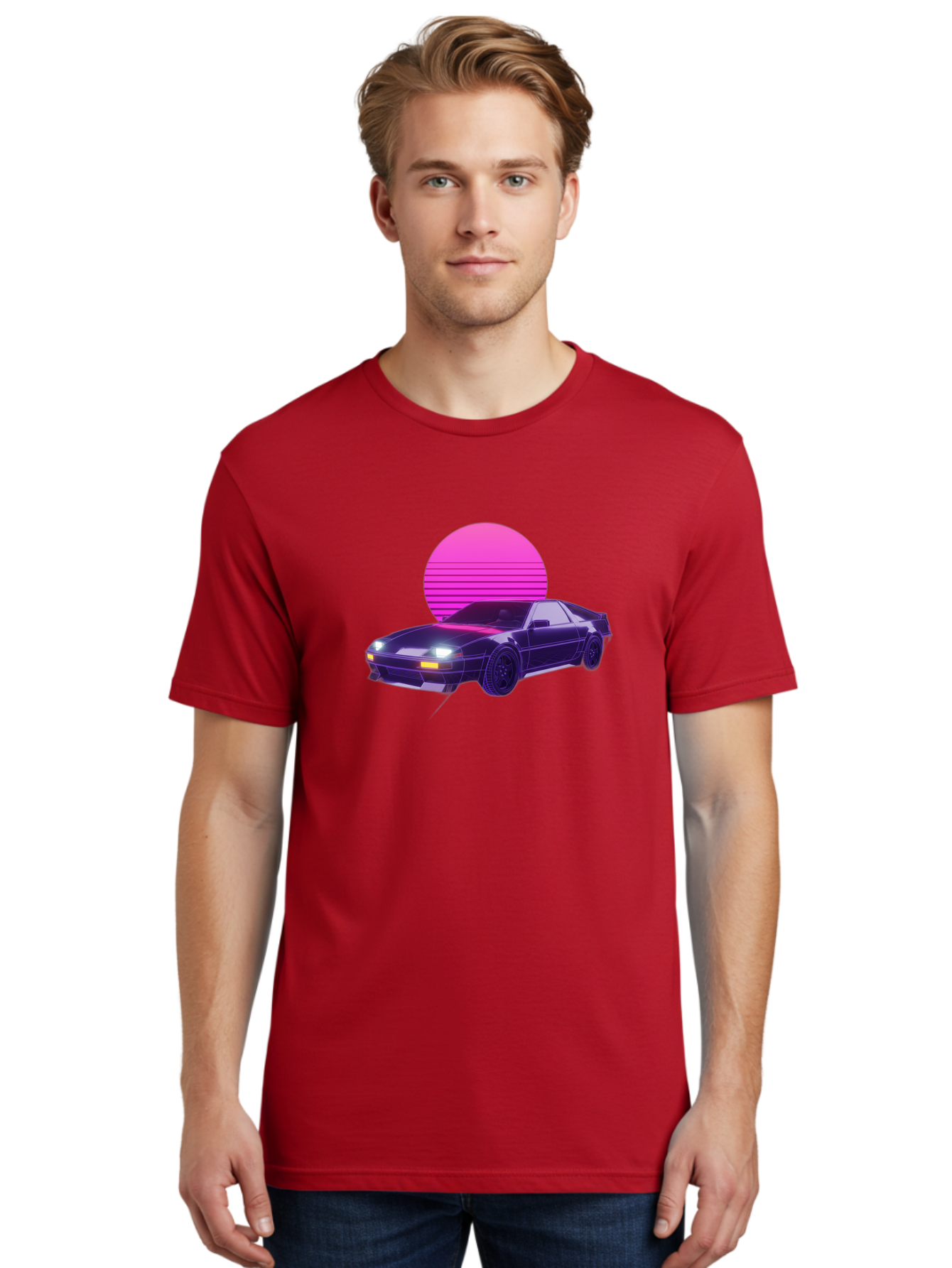 Delorean Men'S Graphic Tee, 100% Cotton, Comfortable Casual Summer Wear, Machine Washable, Delorean Dmc-12 Car, Retro Futuristic Design, Neon Lights, Synthwave Style, Vaporwave Aesthetic, Futuristic Vehicle, Sports Car Baa445