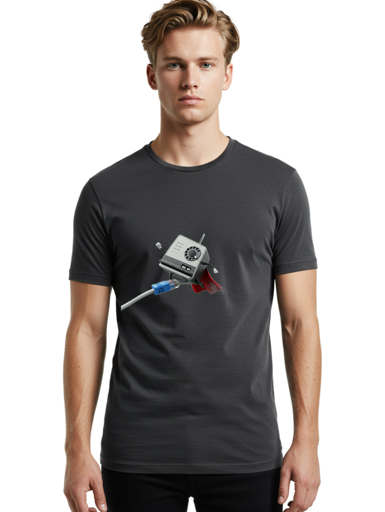 Dial-Up-Modem Men'S Graphic Tee, 100% Cotton, Comfortable Casual Summer Wear, Machine Washable, 56K V.90/V.34 Fax/Data/Voice Modem, Vintage Computer Hardware, Retro Technology, Dial-Up Internet, Nostalgic Tech, Antique Electronics, Baa447