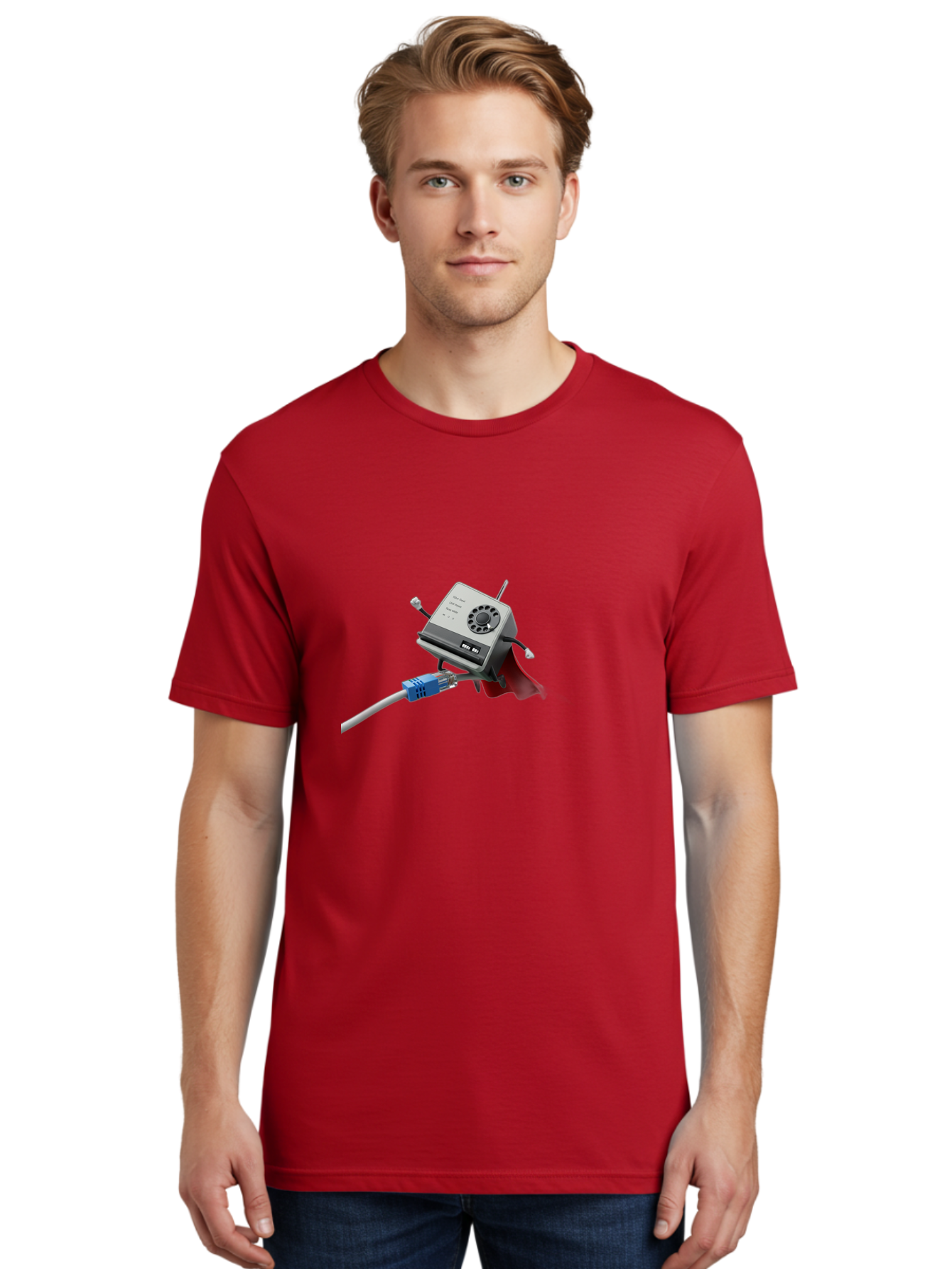 Dial-Up-Modem Men'S Graphic Tee, 100% Cotton, Comfortable Casual Summer Wear, Machine Washable, 56K V.90/V.34 Fax/Data/Voice Modem, Vintage Computer Hardware, Retro Technology, Dial-Up Internet, Nostalgic Tech, Antique Electronics, Baa447