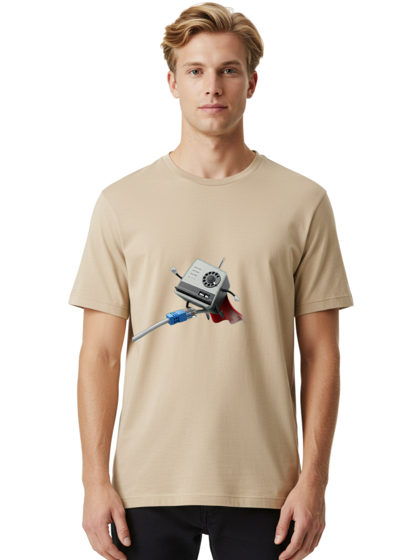Dial-Up-Modem Men'S Graphic Tee, 100% Cotton, Comfortable Casual Summer Wear, Machine Washable, 56K V.90/V.34 Fax/Data/Voice Modem, Vintage Computer Hardware, Retro Technology, Dial-Up Internet, Nostalgic Tech, Antique Electronics, Baa447