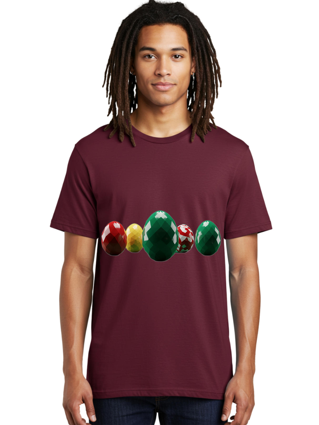 Diamond-Easter-Eggs Men'S Graphic Tee, 100% Cotton, Comfortable Casual Summer Wear, Machine Washable, Diamond Eggs, Easter Eggs, Jewelry Eggs, Colorful Eggs, Faceted Eggs, Decorative Eggs, Shiny Eggs, Gemstone Eggs Baa448