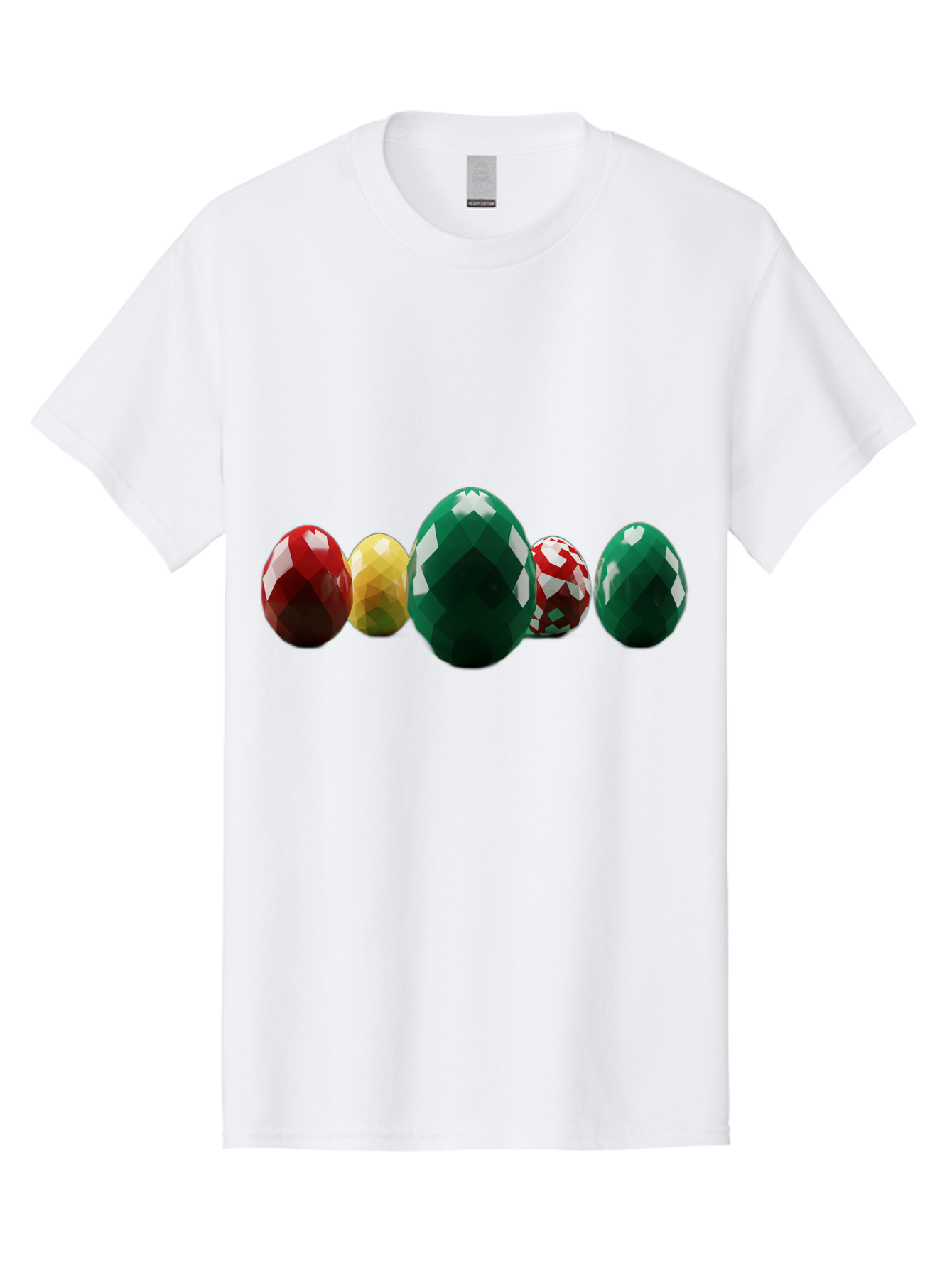 Diamond-Easter-Eggs Men'S Graphic Tee, 100% Cotton, Comfortable Casual Summer Wear, Machine Washable, Diamond Eggs, Easter Eggs, Jewelry Eggs, Colorful Eggs, Faceted Eggs, Decorative Eggs, Shiny Eggs, Gemstone Eggs Baa448