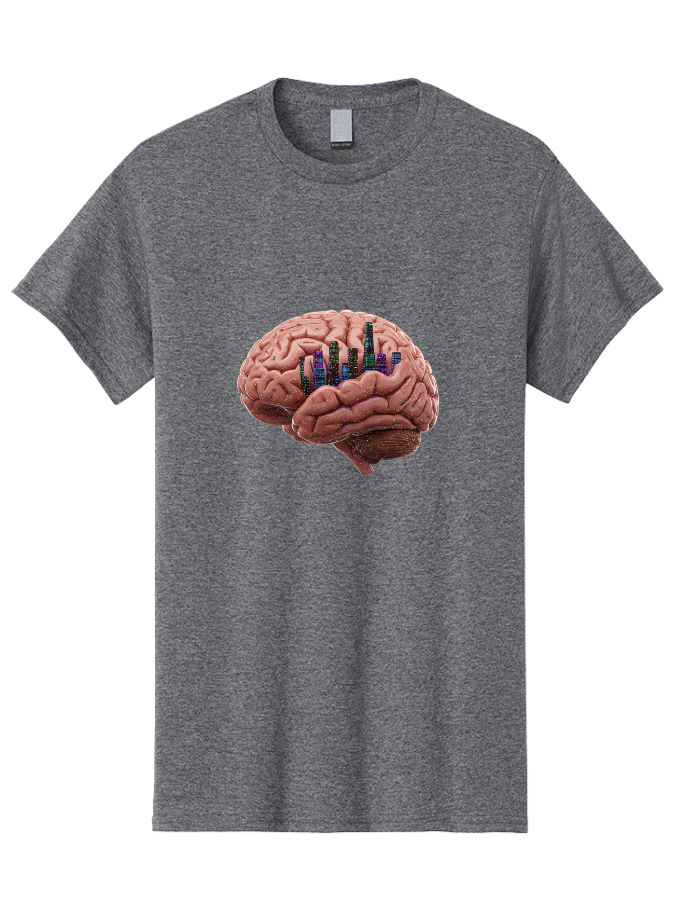 Digital-Brain Men'S Graphic Tee, 100% Cotton, Comfortable Casual Summer Wear, Machine Washable, Human Brain, 3D Barcode, Cognitive Function, Digital Representation, Neuroscience, Technology Integration, Data Encoding, Innovative Concept, Baa449