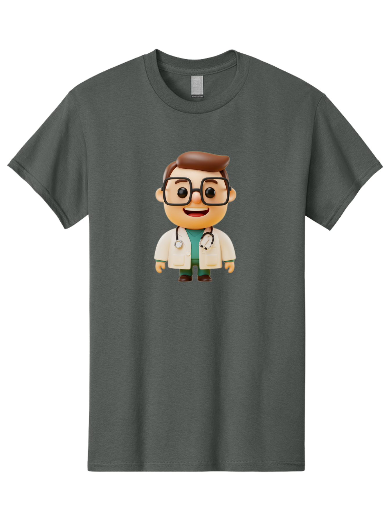 Doctor-2 Men'S Graphic Tee, 100% Cotton, Comfortable Casual Summer Wear, Machine Washable, Cartoon Doctor, Medical Professional, Health Care, Stethoscope, Lab Coat, Glasses, Friendly Smile, Medical Care, Healthcare Worker, Doctor Illustration Baa456