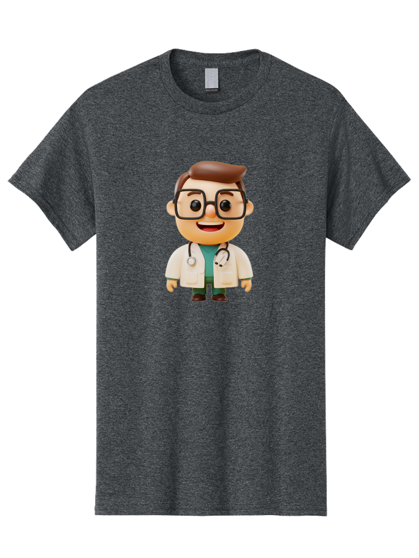 Doctor-2 Men'S Graphic Tee, 100% Cotton, Comfortable Casual Summer Wear, Machine Washable, Cartoon Doctor, Medical Professional, Health Care, Stethoscope, Lab Coat, Glasses, Friendly Smile, Medical Care, Healthcare Worker, Doctor Illustration Baa456