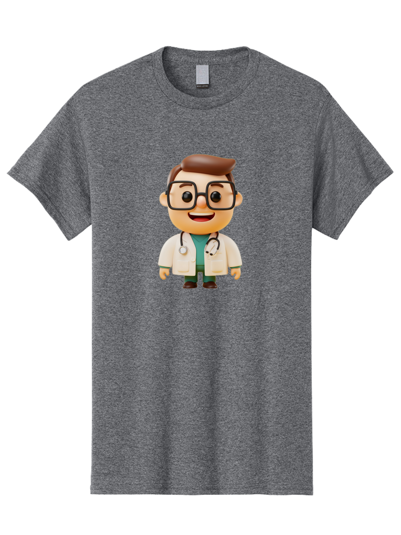 Doctor-2 Men'S Graphic Tee, 100% Cotton, Comfortable Casual Summer Wear, Machine Washable, Cartoon Doctor, Medical Professional, Health Care, Stethoscope, Lab Coat, Glasses, Friendly Smile, Medical Care, Healthcare Worker, Doctor Illustration Baa456