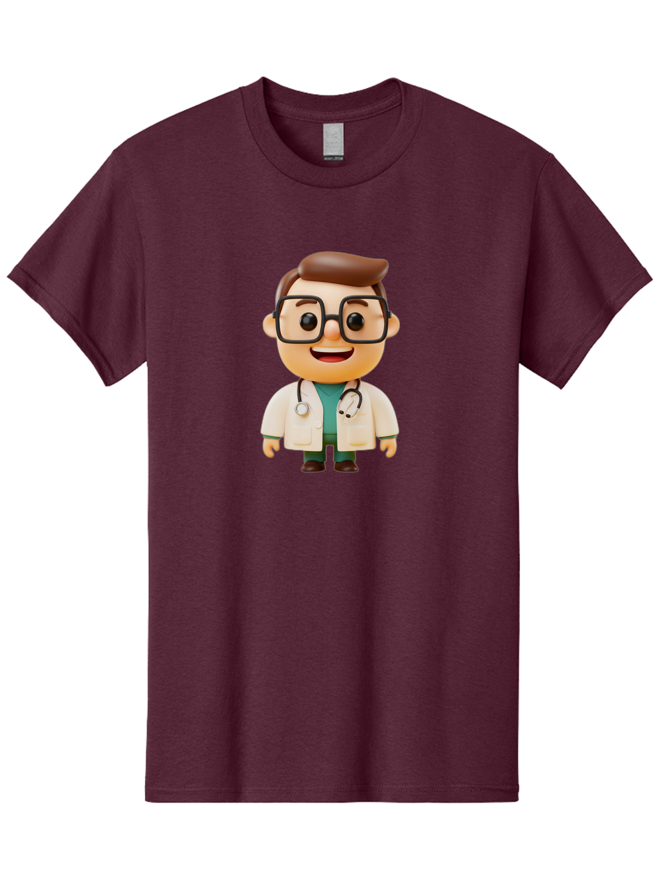 Doctor-2 Men'S Graphic Tee, 100% Cotton, Comfortable Casual Summer Wear, Machine Washable, Cartoon Doctor, Medical Professional, Health Care, Stethoscope, Lab Coat, Glasses, Friendly Smile, Medical Care, Healthcare Worker, Doctor Illustration Baa456