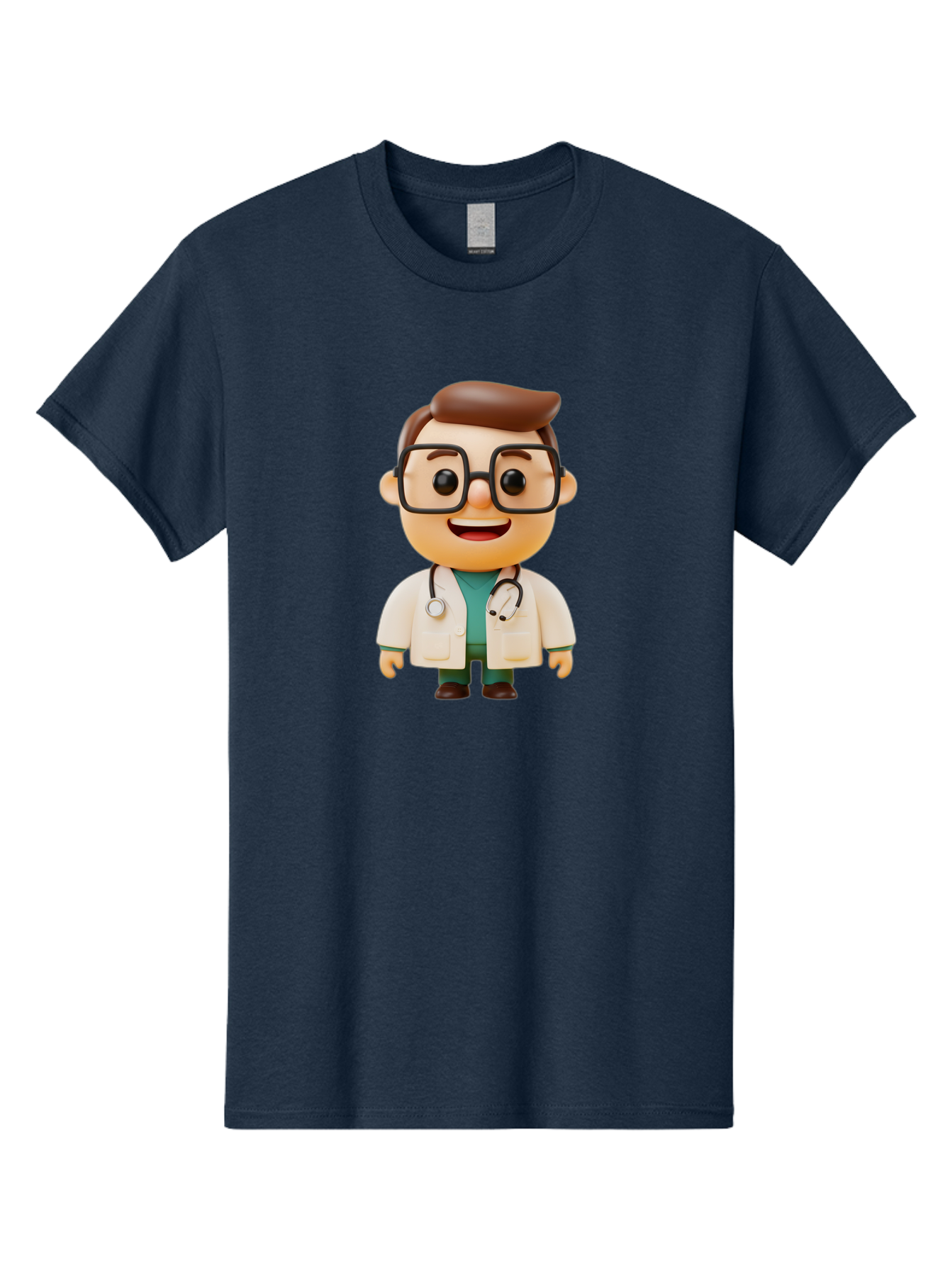 Doctor-2 Men'S Graphic Tee, 100% Cotton, Comfortable Casual Summer Wear, Machine Washable, Cartoon Doctor, Medical Professional, Health Care, Stethoscope, Lab Coat, Glasses, Friendly Smile, Medical Care, Healthcare Worker, Doctor Illustration Baa456