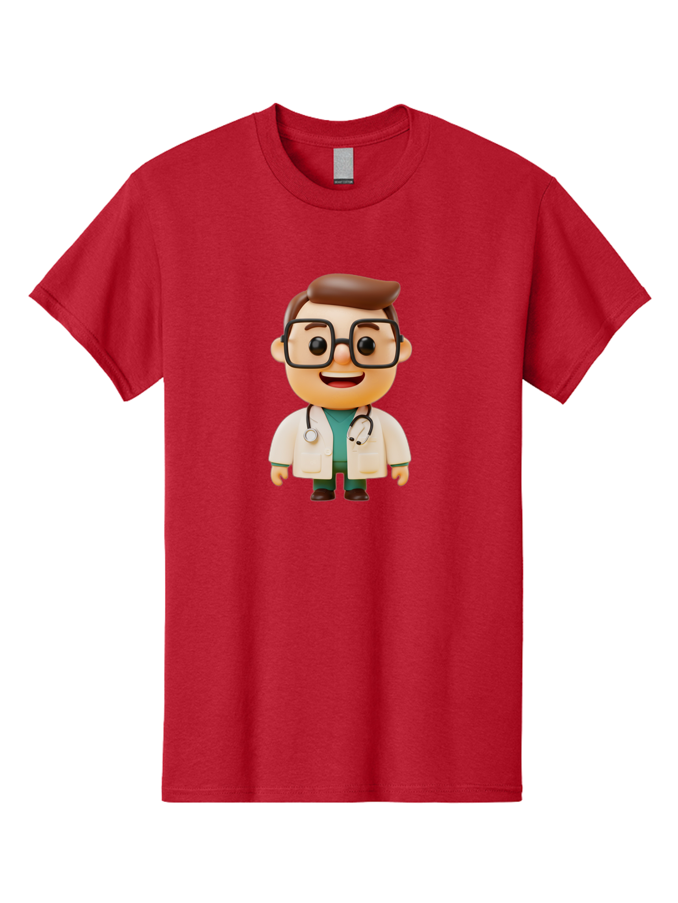 Doctor-2 Men'S Graphic Tee, 100% Cotton, Comfortable Casual Summer Wear, Machine Washable, Cartoon Doctor, Medical Professional, Health Care, Stethoscope, Lab Coat, Glasses, Friendly Smile, Medical Care, Healthcare Worker, Doctor Illustration Baa456