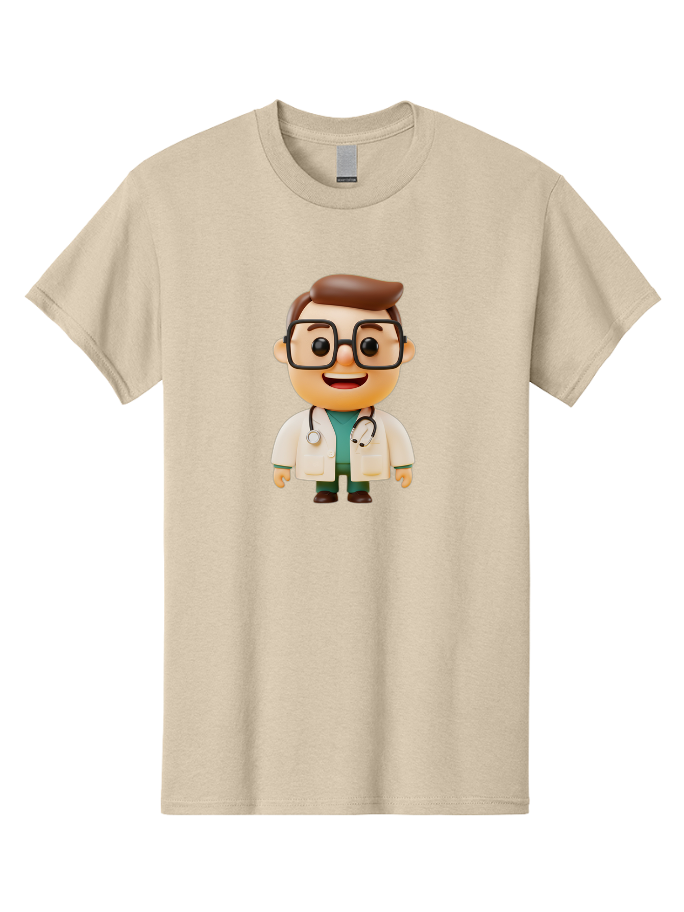 Doctor-2 Men'S Graphic Tee, 100% Cotton, Comfortable Casual Summer Wear, Machine Washable, Cartoon Doctor, Medical Professional, Health Care, Stethoscope, Lab Coat, Glasses, Friendly Smile, Medical Care, Healthcare Worker, Doctor Illustration Baa456