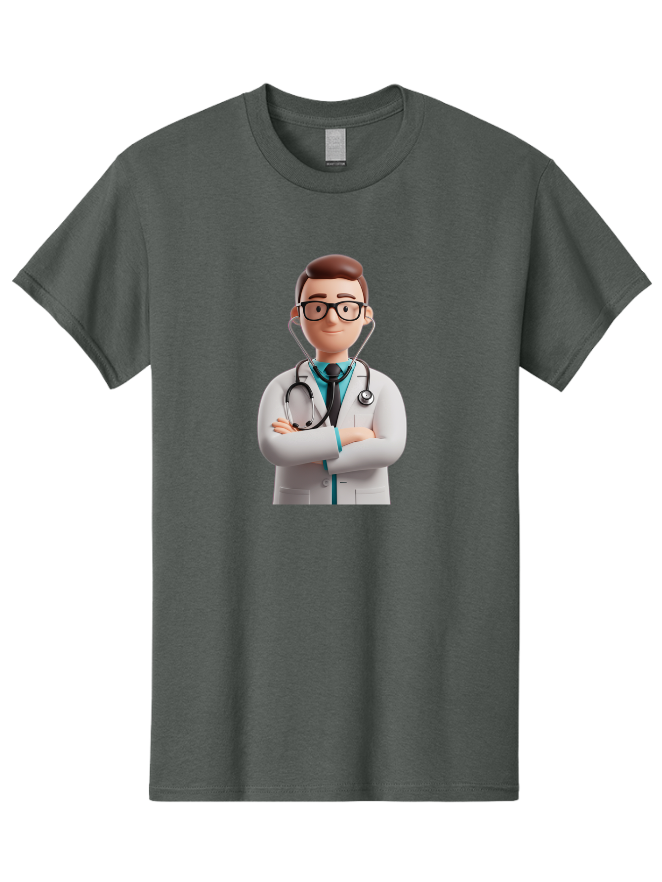 Doctor-3 Men'S Graphic Tee, 100% Cotton, Comfortable Casual Summer Wear, Machine Washable, Cartoon Doctor, Medical Professional, Stethoscope Around Neck, White Lab Coat, Confident Pose, Medical Care, Healthcare Provider, Friendly Smile, Baa457
