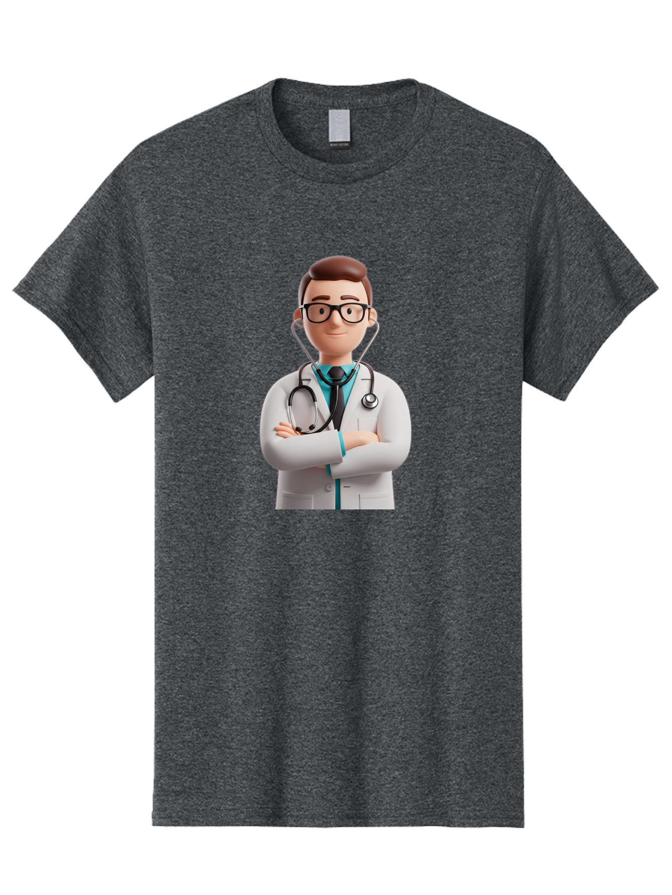 Doctor-3 Men'S Graphic Tee, 100% Cotton, Comfortable Casual Summer Wear, Machine Washable, Cartoon Doctor, Medical Professional, Stethoscope Around Neck, White Lab Coat, Confident Pose, Medical Care, Healthcare Provider, Friendly Smile, Baa457