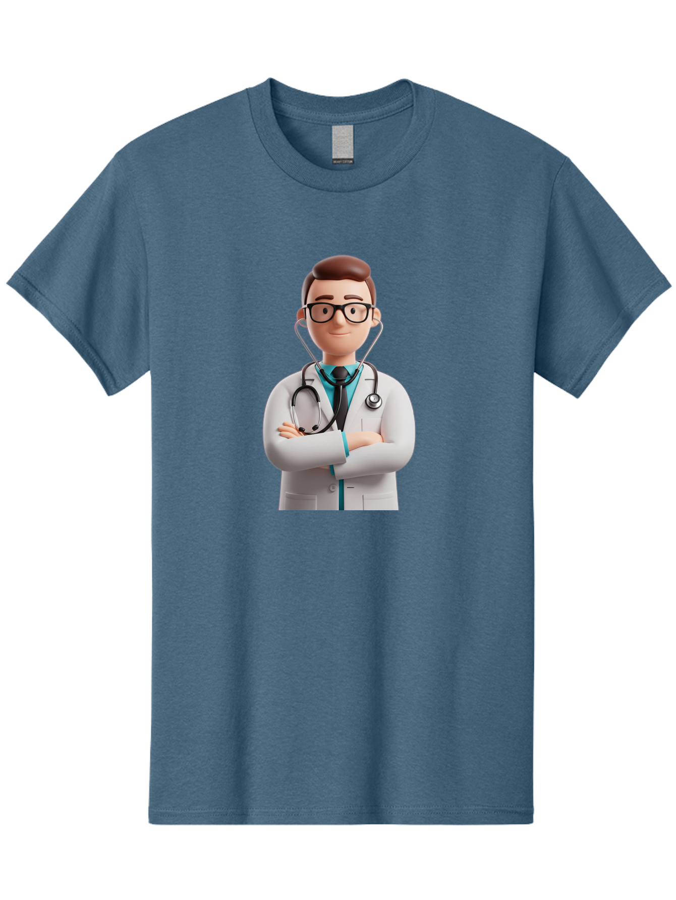 Doctor-3 Men'S Graphic Tee, 100% Cotton, Comfortable Casual Summer Wear, Machine Washable, Cartoon Doctor, Medical Professional, Stethoscope Around Neck, White Lab Coat, Confident Pose, Medical Care, Healthcare Provider, Friendly Smile, Baa457