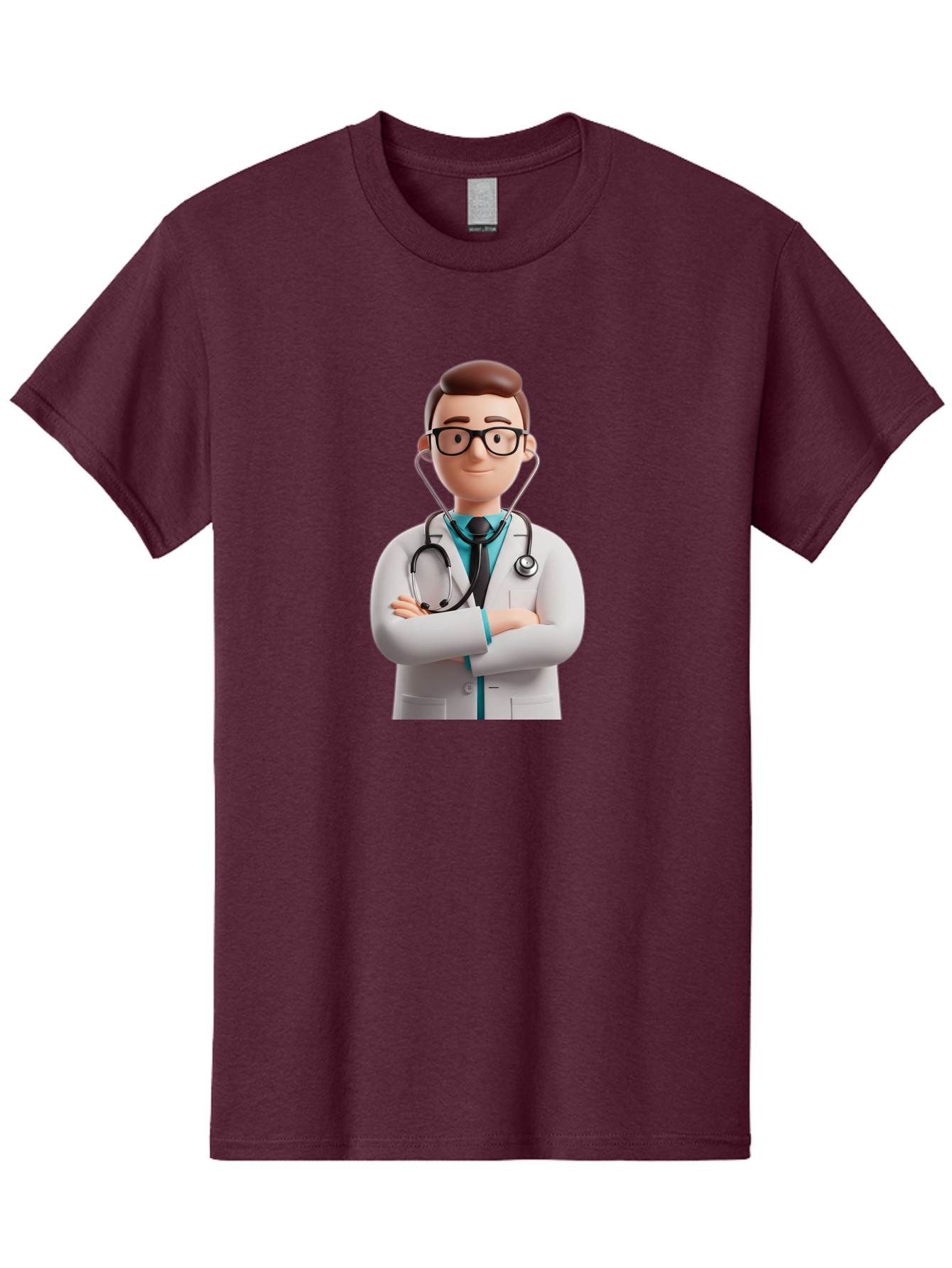 Doctor-3 Men'S Graphic Tee, 100% Cotton, Comfortable Casual Summer Wear, Machine Washable, Cartoon Doctor, Medical Professional, Stethoscope Around Neck, White Lab Coat, Confident Pose, Medical Care, Healthcare Provider, Friendly Smile, Baa457