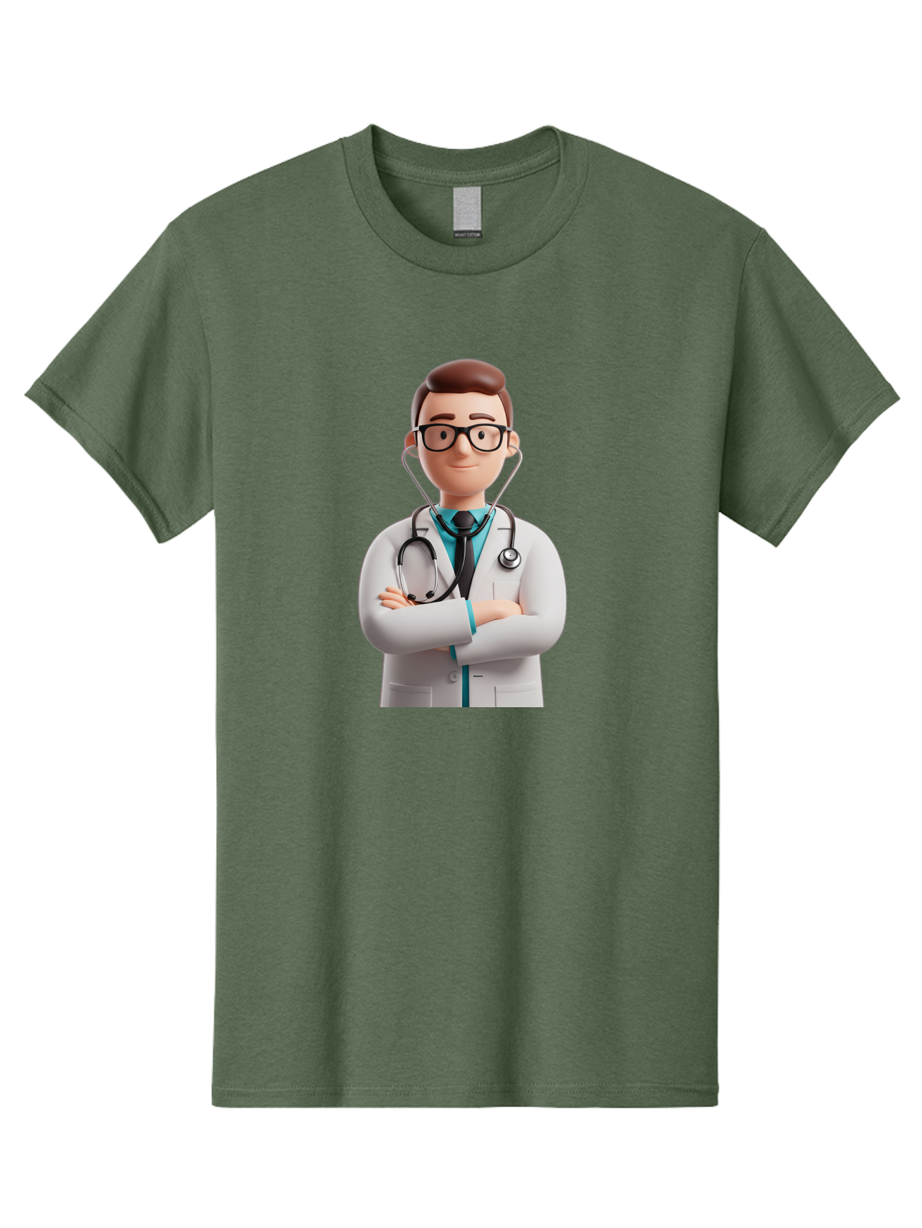 Doctor-3 Men'S Graphic Tee, 100% Cotton, Comfortable Casual Summer Wear, Machine Washable, Cartoon Doctor, Medical Professional, Stethoscope Around Neck, White Lab Coat, Confident Pose, Medical Care, Healthcare Provider, Friendly Smile, Baa457