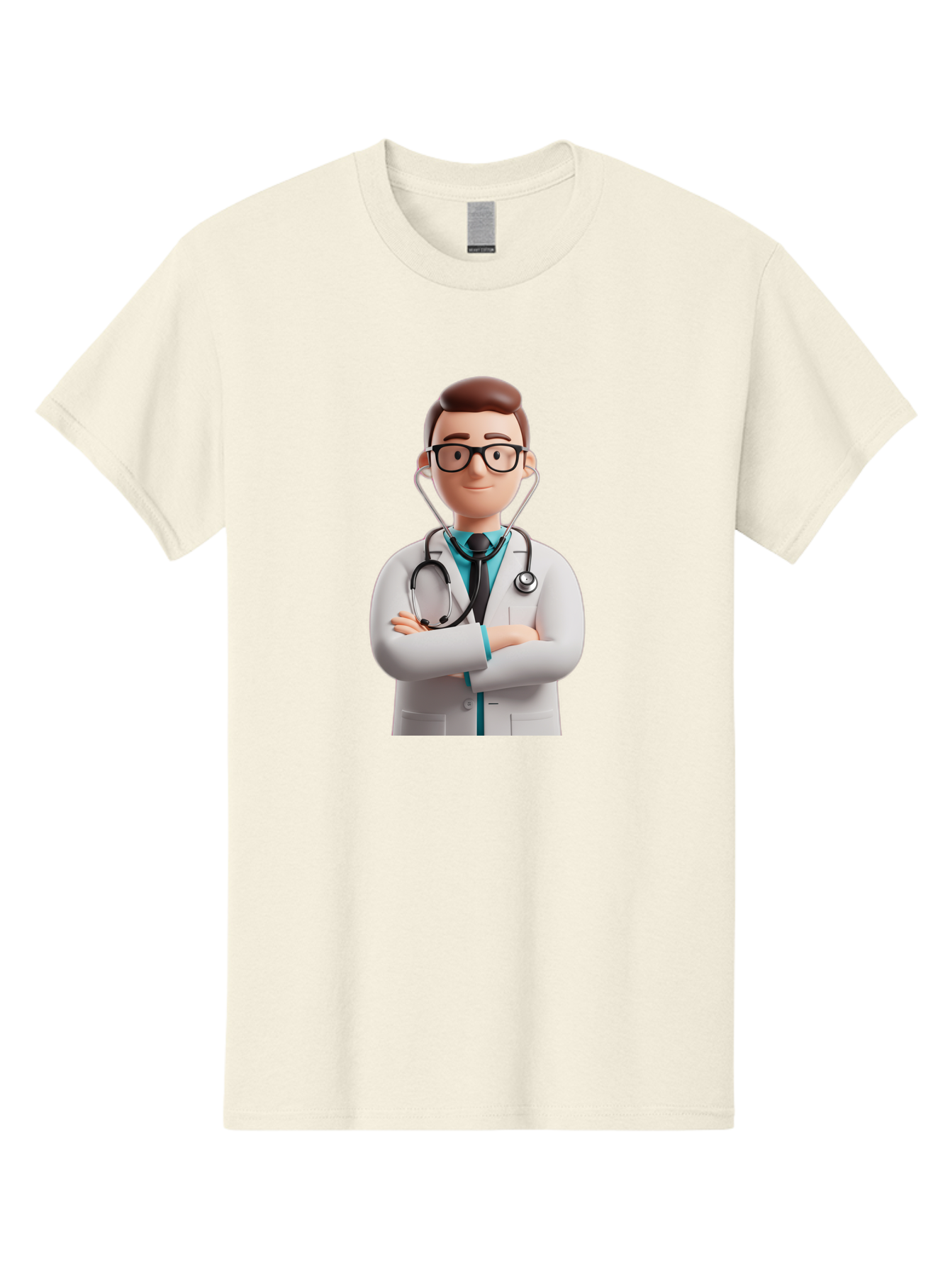 Doctor-3 Men'S Graphic Tee, 100% Cotton, Comfortable Casual Summer Wear, Machine Washable, Cartoon Doctor, Medical Professional, Stethoscope Around Neck, White Lab Coat, Confident Pose, Medical Care, Healthcare Provider, Friendly Smile, Baa457