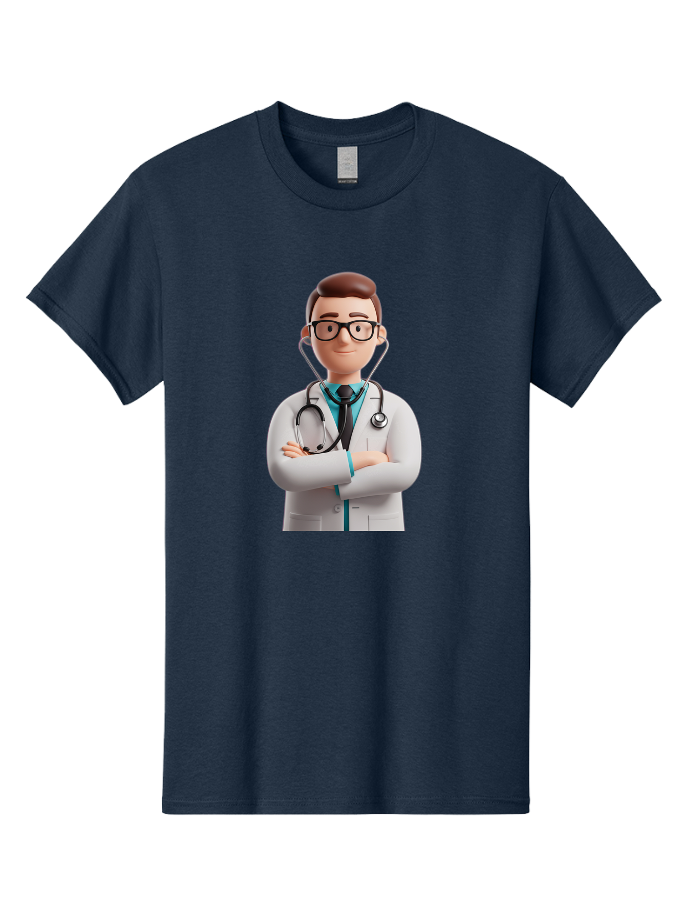 Doctor-3 Men'S Graphic Tee, 100% Cotton, Comfortable Casual Summer Wear, Machine Washable, Cartoon Doctor, Medical Professional, Stethoscope Around Neck, White Lab Coat, Confident Pose, Medical Care, Healthcare Provider, Friendly Smile, Baa457
