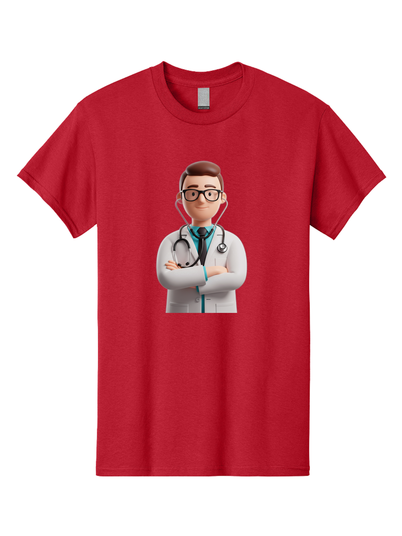 Doctor-3 Men'S Graphic Tee, 100% Cotton, Comfortable Casual Summer Wear, Machine Washable, Cartoon Doctor, Medical Professional, Stethoscope Around Neck, White Lab Coat, Confident Pose, Medical Care, Healthcare Provider, Friendly Smile, Baa457