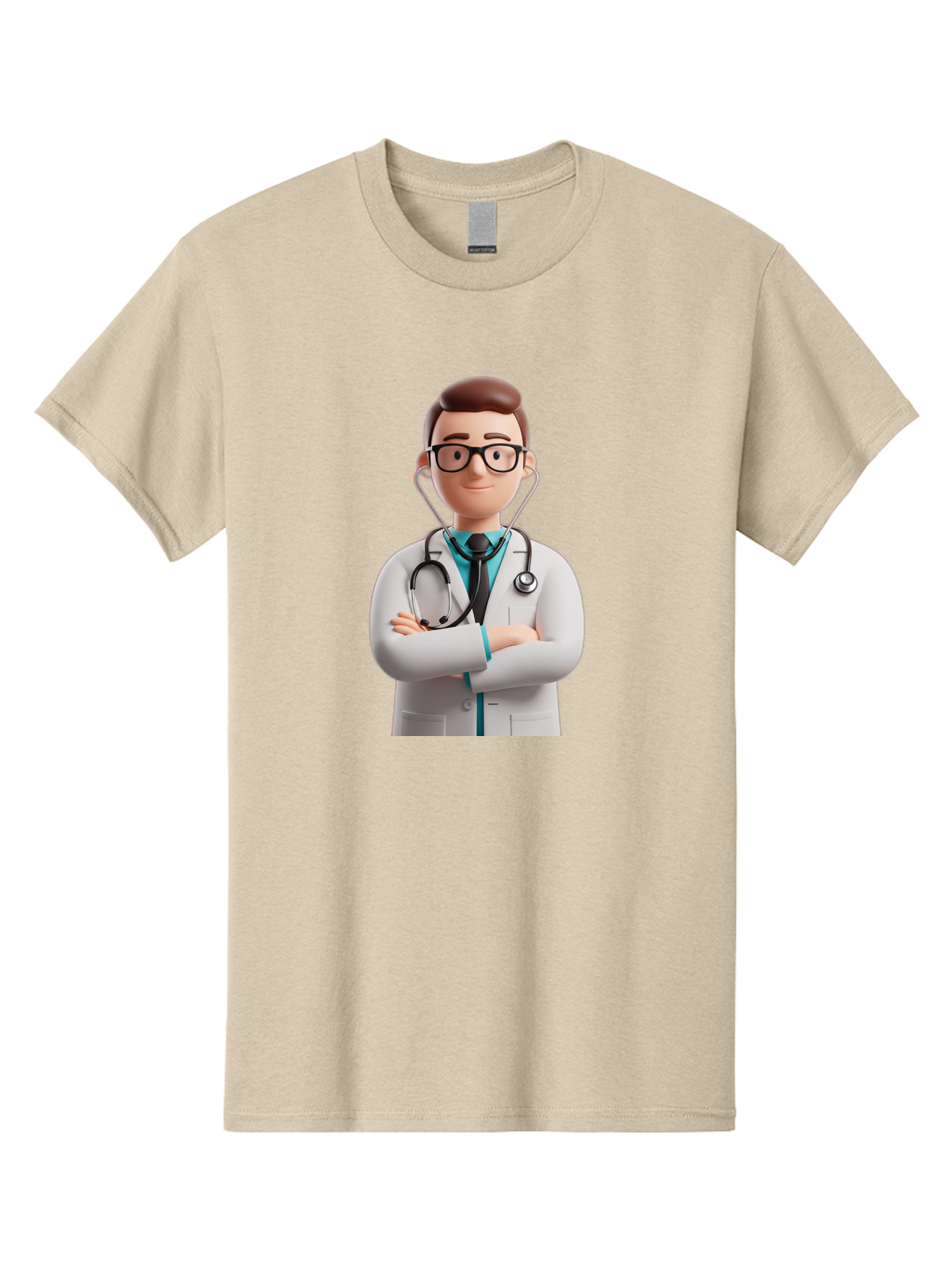 Doctor-3 Men'S Graphic Tee, 100% Cotton, Comfortable Casual Summer Wear, Machine Washable, Cartoon Doctor, Medical Professional, Stethoscope Around Neck, White Lab Coat, Confident Pose, Medical Care, Healthcare Provider, Friendly Smile, Baa457