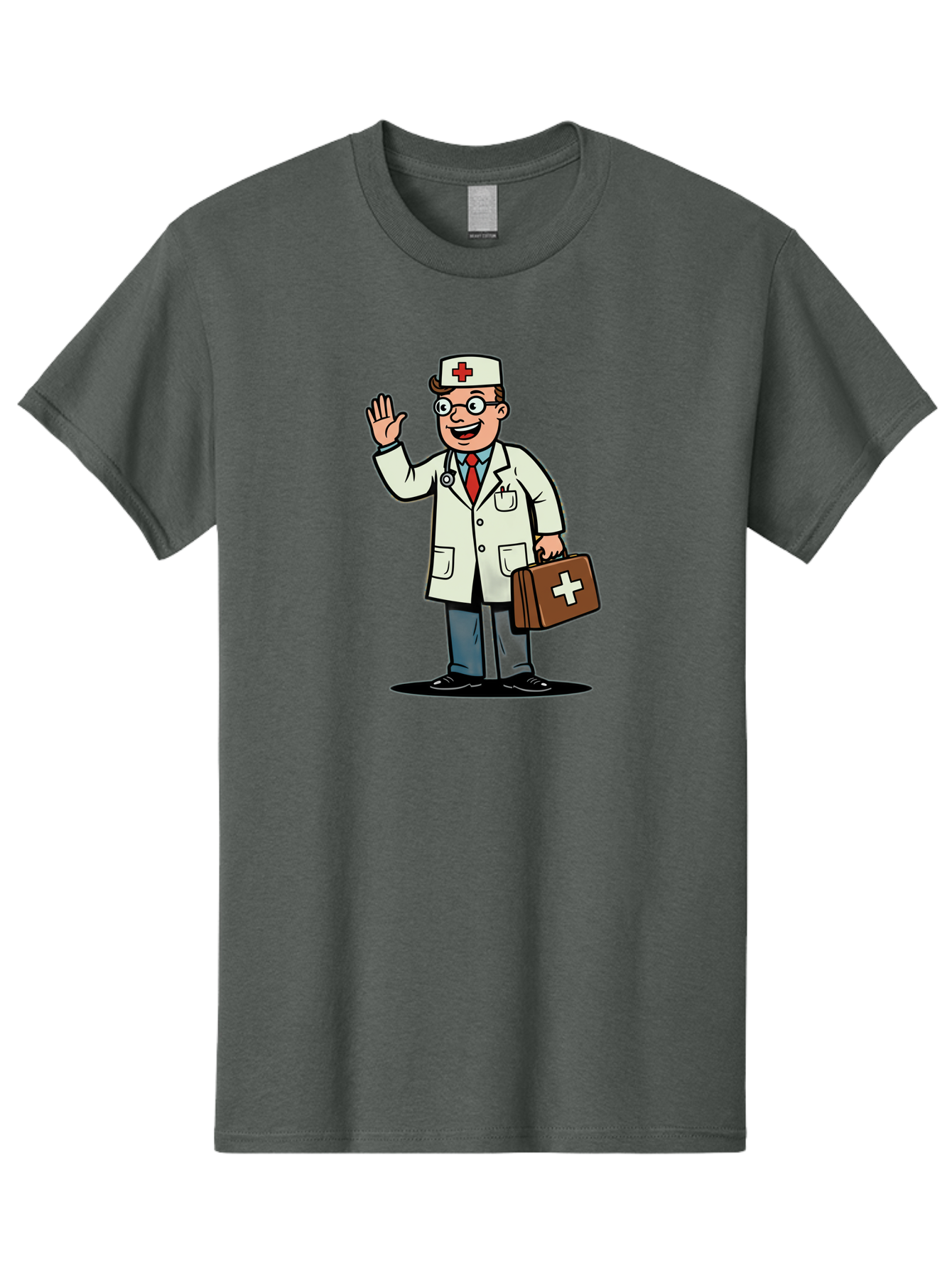 Doctor-7 Men'S Graphic Tee, 100% Cotton, Comfortable Casual Summer Wear, Machine Washable, Cartoon Doctor, Medical Professional, First Aid Kit, Red Cross, Healthcare Worker, Friendly Doctor, Medical Assistance, Doctor'S Kit, Health Care Baa462