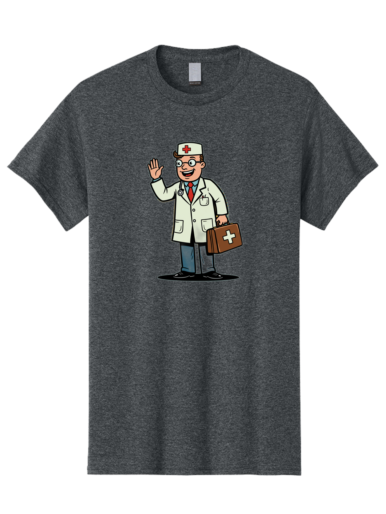 Doctor-7 Men'S Graphic Tee, 100% Cotton, Comfortable Casual Summer Wear, Machine Washable, Cartoon Doctor, Medical Professional, First Aid Kit, Red Cross, Healthcare Worker, Friendly Doctor, Medical Assistance, Doctor'S Kit, Health Care Baa462