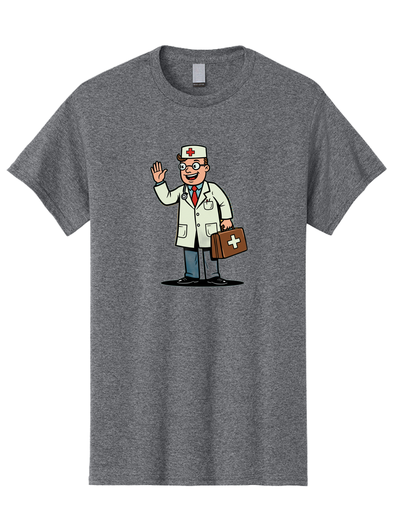 Doctor-7 Men'S Graphic Tee, 100% Cotton, Comfortable Casual Summer Wear, Machine Washable, Cartoon Doctor, Medical Professional, First Aid Kit, Red Cross, Healthcare Worker, Friendly Doctor, Medical Assistance, Doctor'S Kit, Health Care Baa462