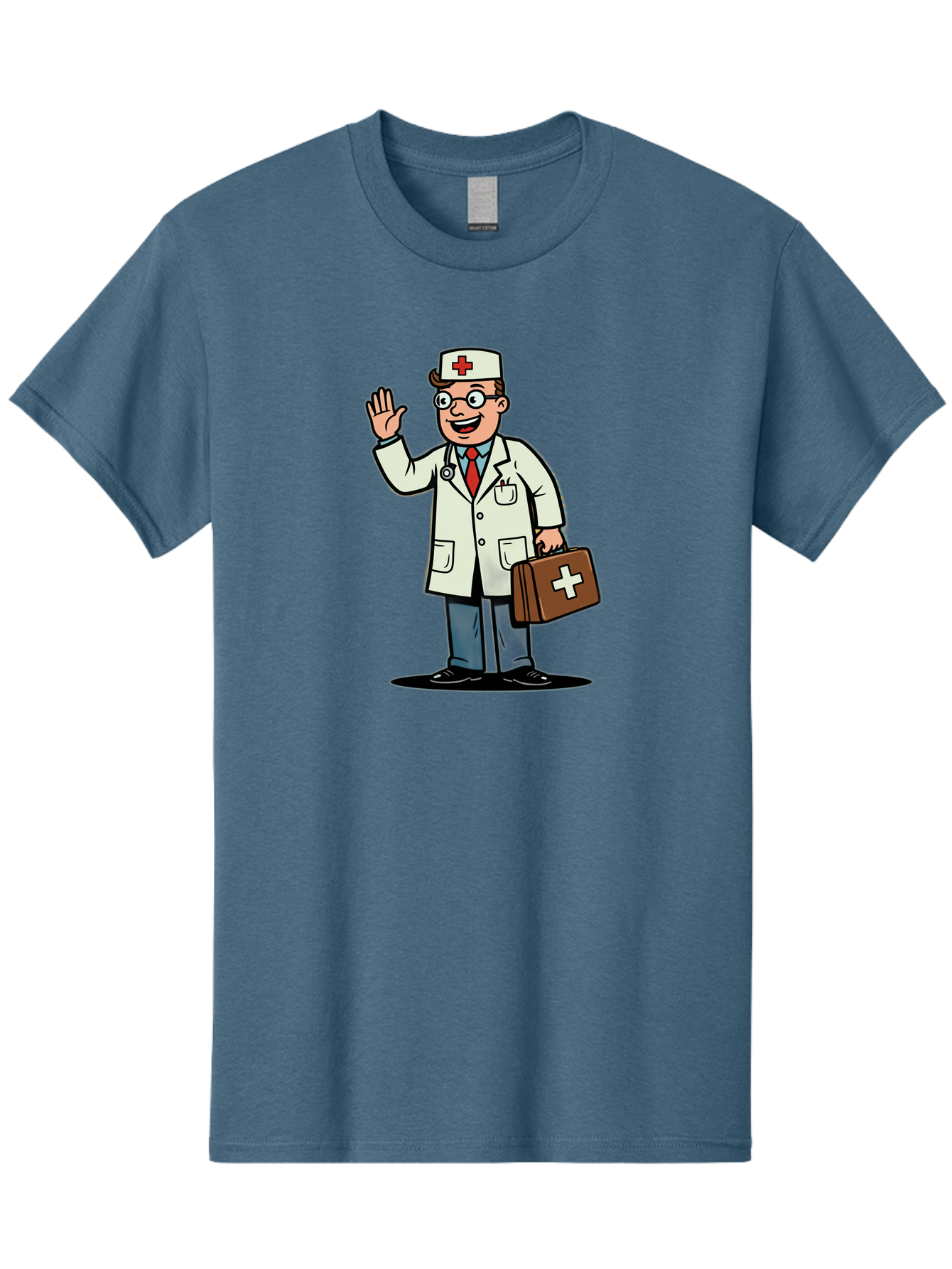 Doctor-7 Men'S Graphic Tee, 100% Cotton, Comfortable Casual Summer Wear, Machine Washable, Cartoon Doctor, Medical Professional, First Aid Kit, Red Cross, Healthcare Worker, Friendly Doctor, Medical Assistance, Doctor'S Kit, Health Care Baa462