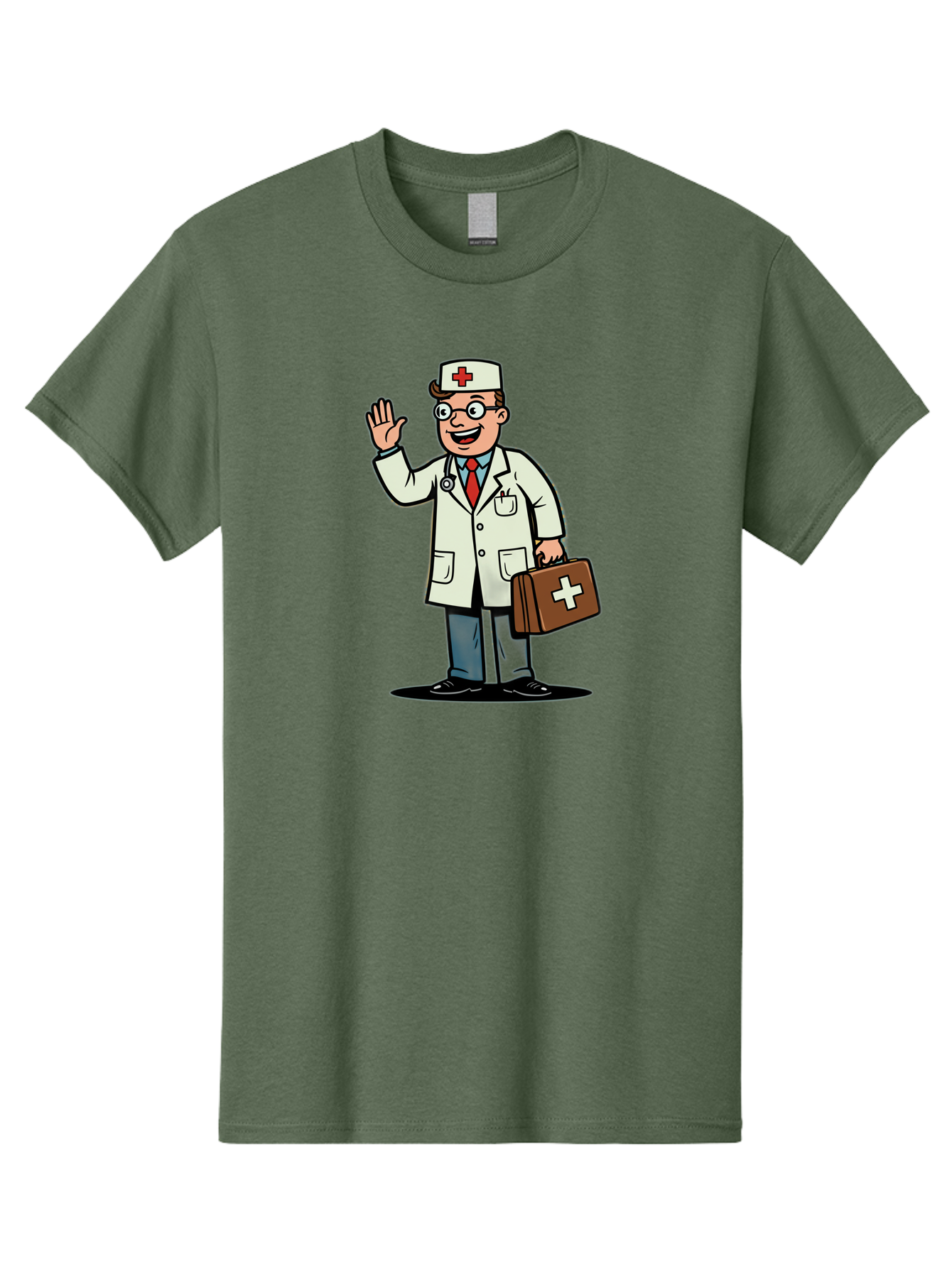 Doctor-7 Men'S Graphic Tee, 100% Cotton, Comfortable Casual Summer Wear, Machine Washable, Cartoon Doctor, Medical Professional, First Aid Kit, Red Cross, Healthcare Worker, Friendly Doctor, Medical Assistance, Doctor'S Kit, Health Care Baa462