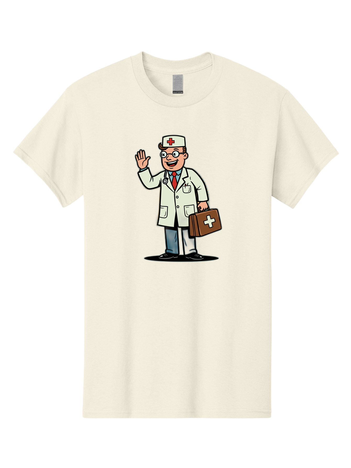 Doctor-7 Men'S Graphic Tee, 100% Cotton, Comfortable Casual Summer Wear, Machine Washable, Cartoon Doctor, Medical Professional, First Aid Kit, Red Cross, Healthcare Worker, Friendly Doctor, Medical Assistance, Doctor'S Kit, Health Care Baa462