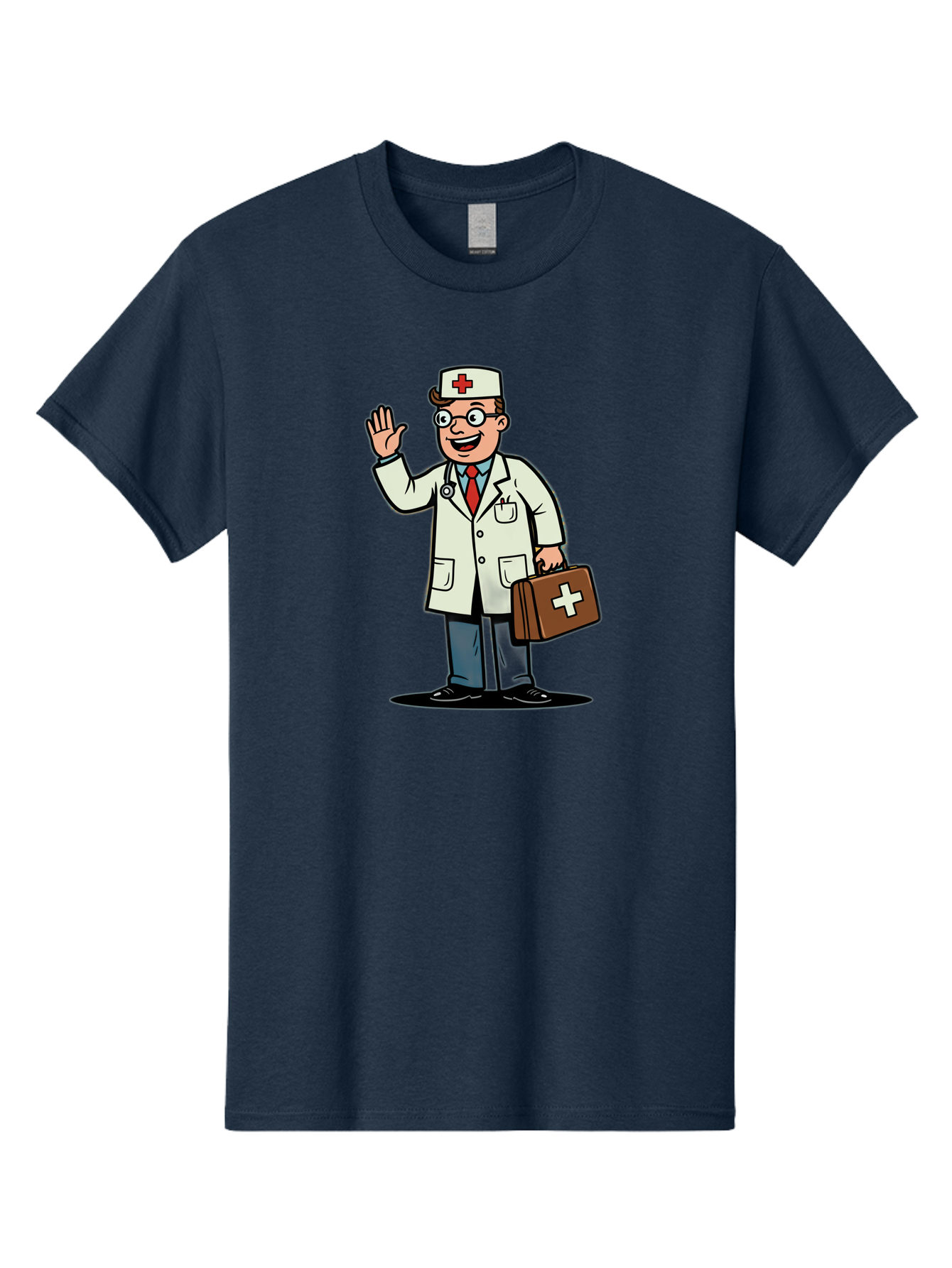 Doctor-7 Men'S Graphic Tee, 100% Cotton, Comfortable Casual Summer Wear, Machine Washable, Cartoon Doctor, Medical Professional, First Aid Kit, Red Cross, Healthcare Worker, Friendly Doctor, Medical Assistance, Doctor'S Kit, Health Care Baa462