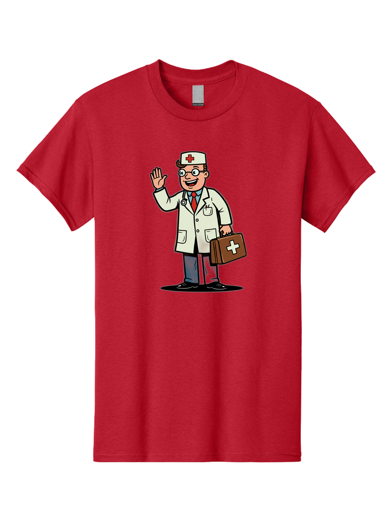 Doctor-7 Men'S Graphic Tee, 100% Cotton, Comfortable Casual Summer Wear, Machine Washable, Cartoon Doctor, Medical Professional, First Aid Kit, Red Cross, Healthcare Worker, Friendly Doctor, Medical Assistance, Doctor'S Kit, Health Care Baa462