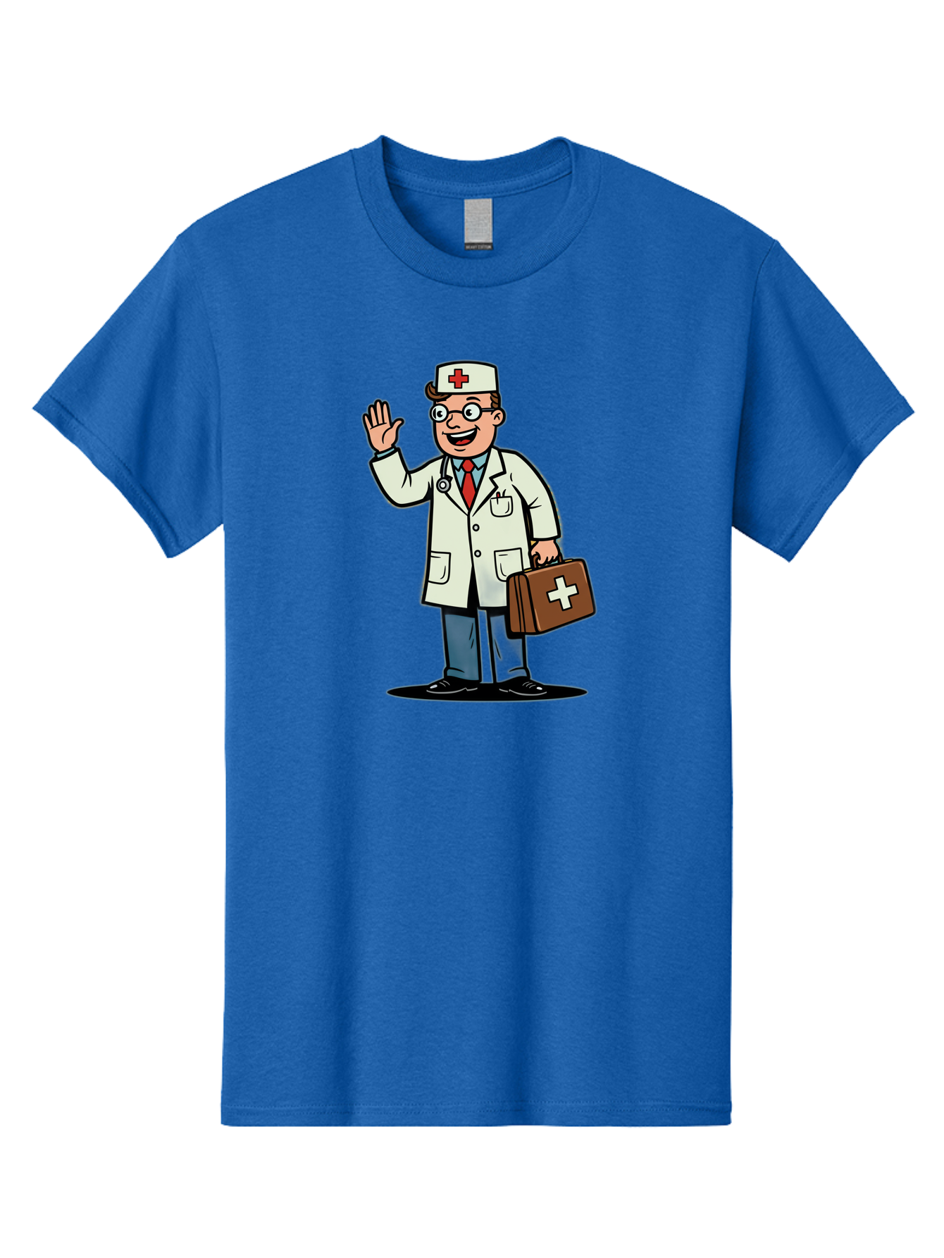 Doctor-7 Men'S Graphic Tee, 100% Cotton, Comfortable Casual Summer Wear, Machine Washable, Cartoon Doctor, Medical Professional, First Aid Kit, Red Cross, Healthcare Worker, Friendly Doctor, Medical Assistance, Doctor'S Kit, Health Care Baa462