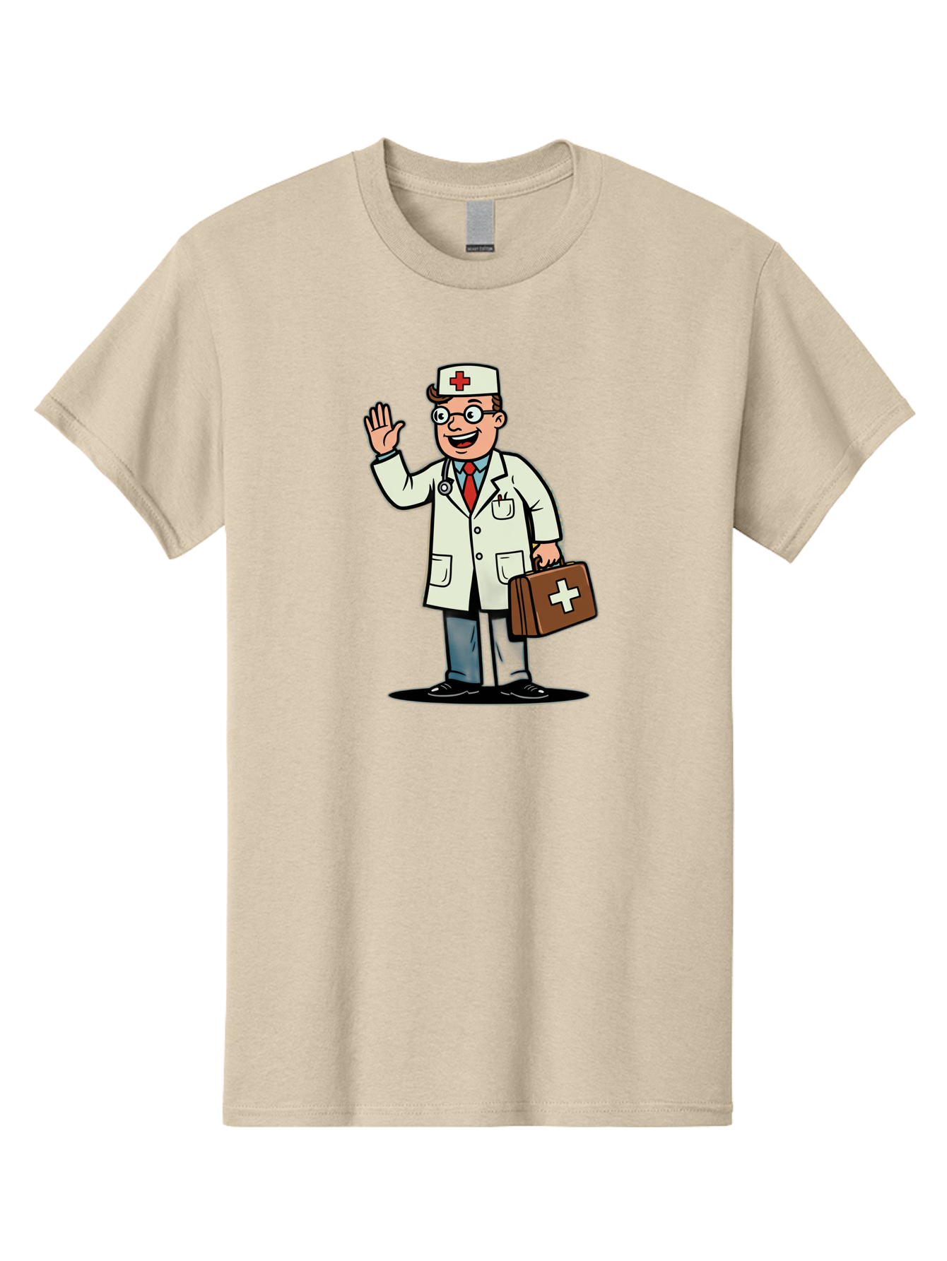 Doctor-7 Men'S Graphic Tee, 100% Cotton, Comfortable Casual Summer Wear, Machine Washable, Cartoon Doctor, Medical Professional, First Aid Kit, Red Cross, Healthcare Worker, Friendly Doctor, Medical Assistance, Doctor'S Kit, Health Care Baa462