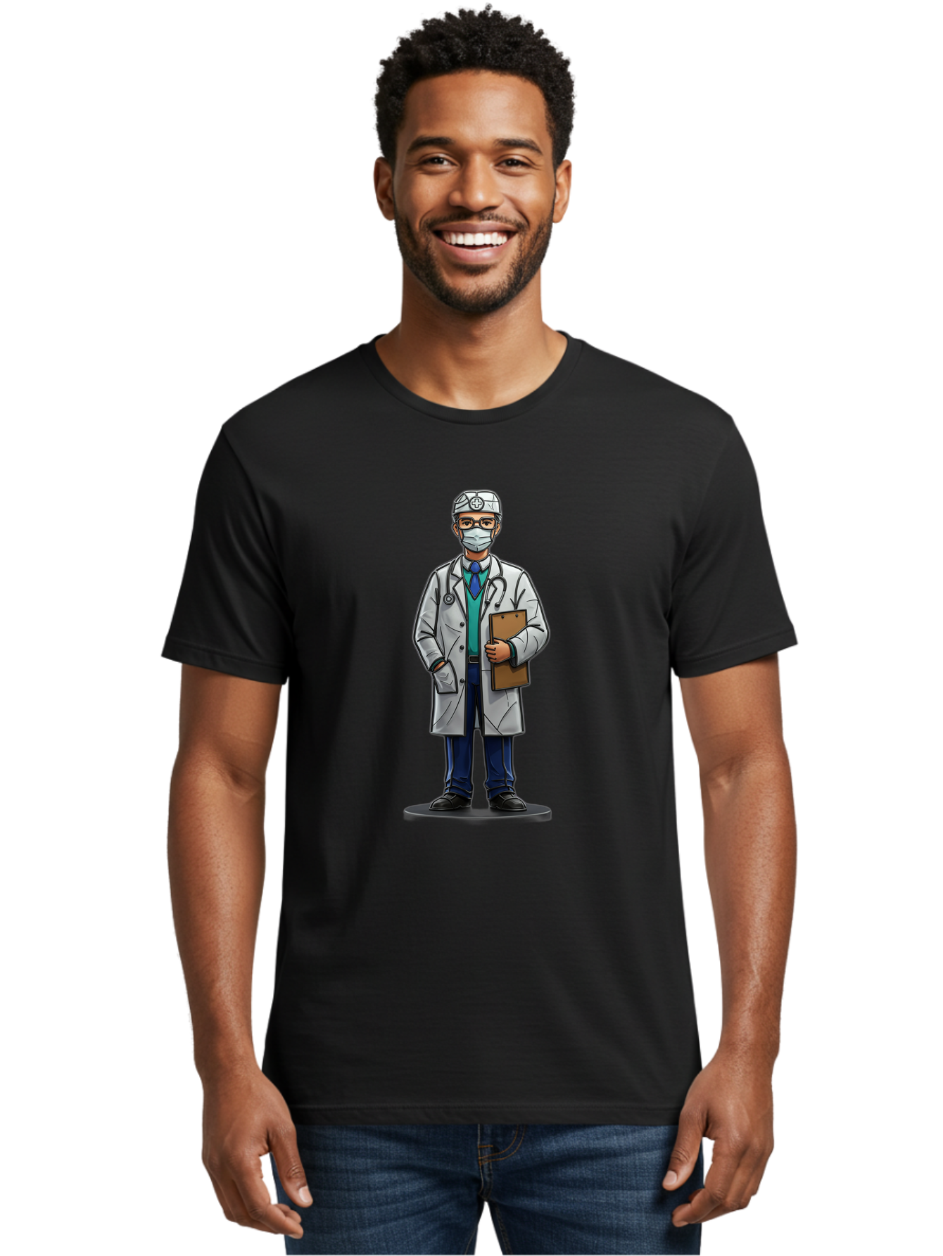 Doctor-8 Men'S Graphic Tee, 100% Cotton, Comfortable Casual Summer Wear, Machine Washable, Male Doctor, Medical Professional, Lab Coat, Stethoscope, Clipboard, Medical Attire, Healthcare Worker, Medical Mask Baa463