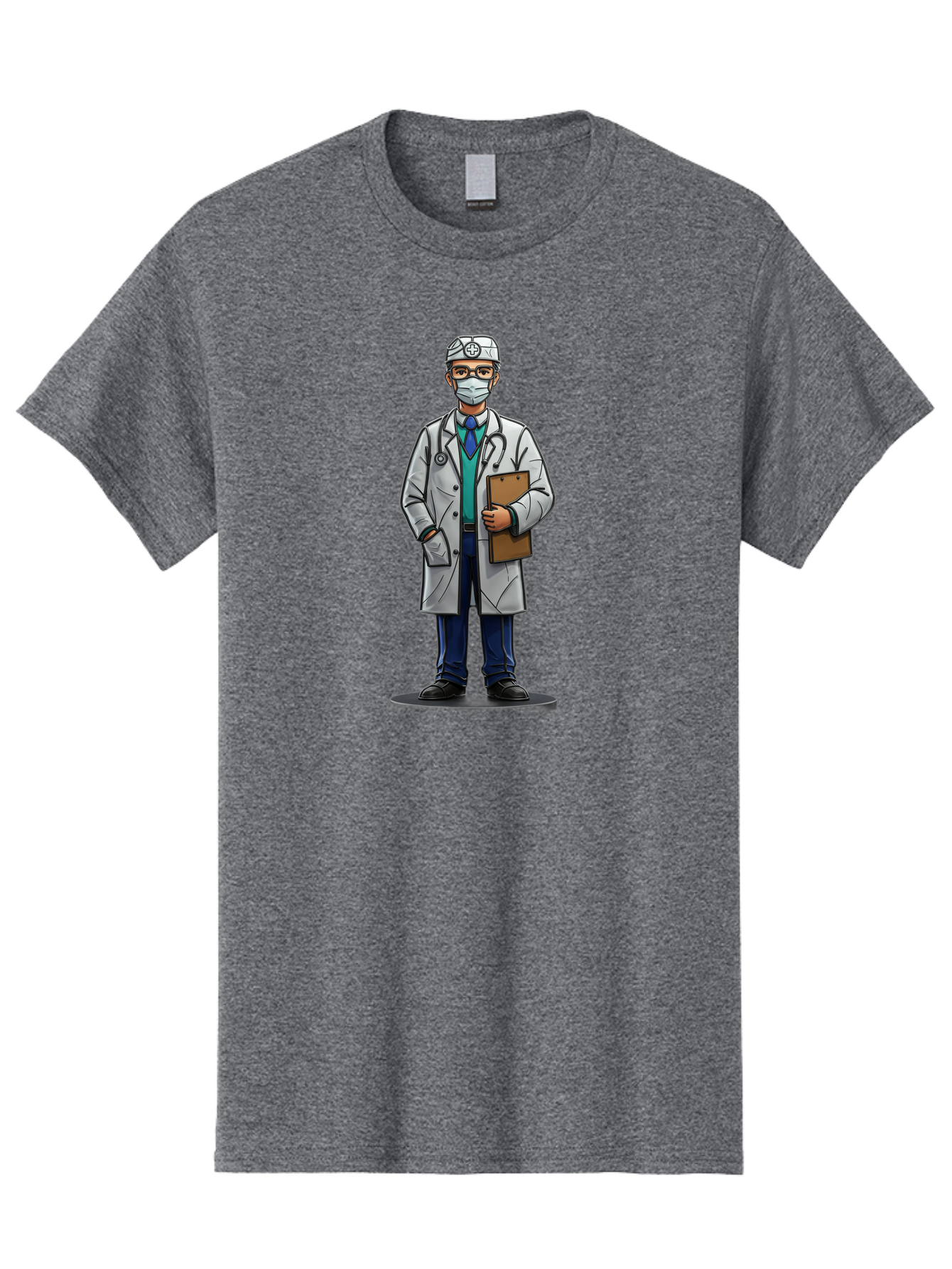 Doctor-8 Men'S Graphic Tee, 100% Cotton, Comfortable Casual Summer Wear, Machine Washable, Male Doctor, Medical Professional, Lab Coat, Stethoscope, Clipboard, Medical Attire, Healthcare Worker, Medical Mask Baa463